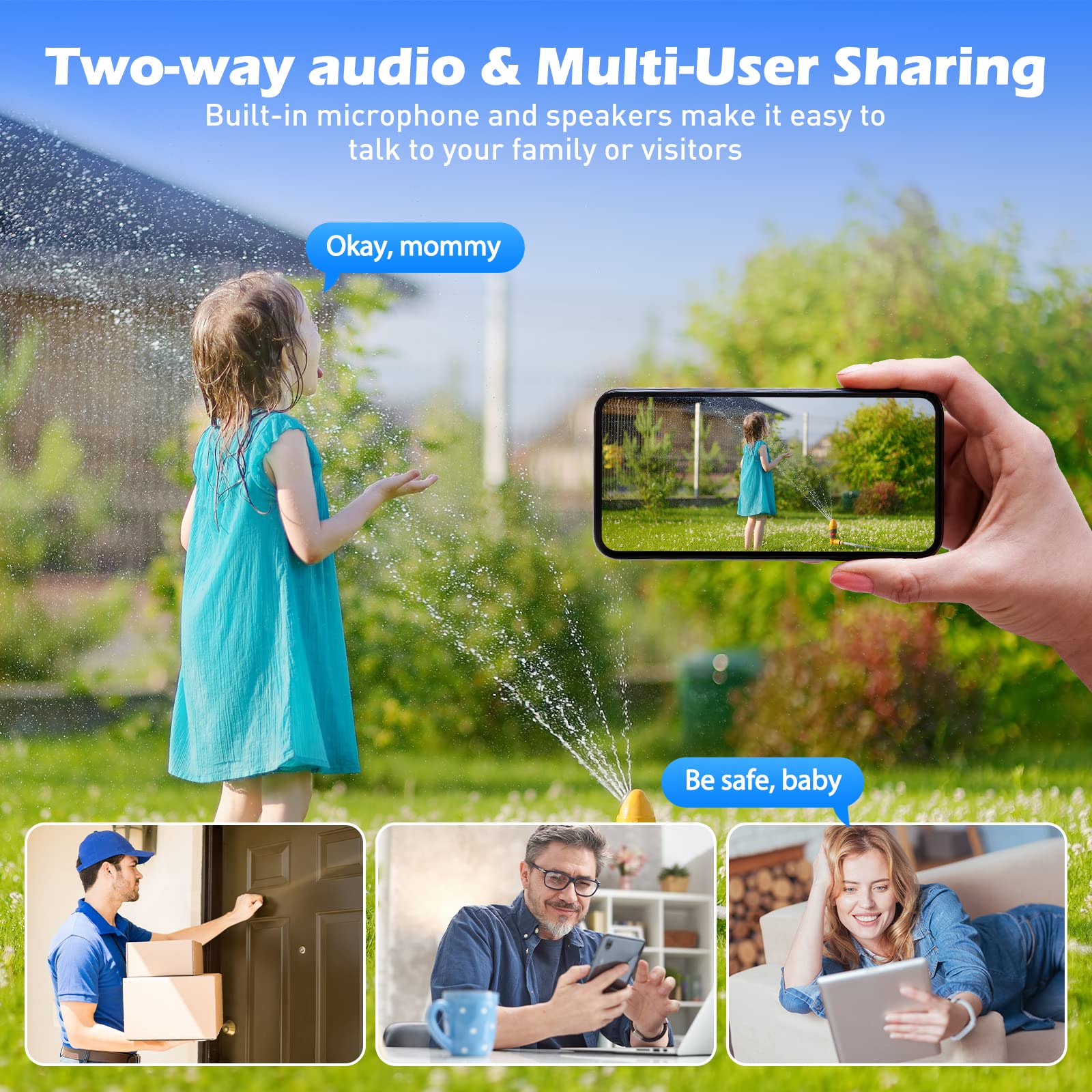 2K Security Camera Wireless Outdoor With Alexa, Dual Lens Camera For Home Security, 360 Ptz Camera, 2.4G Wifi Camera With Color