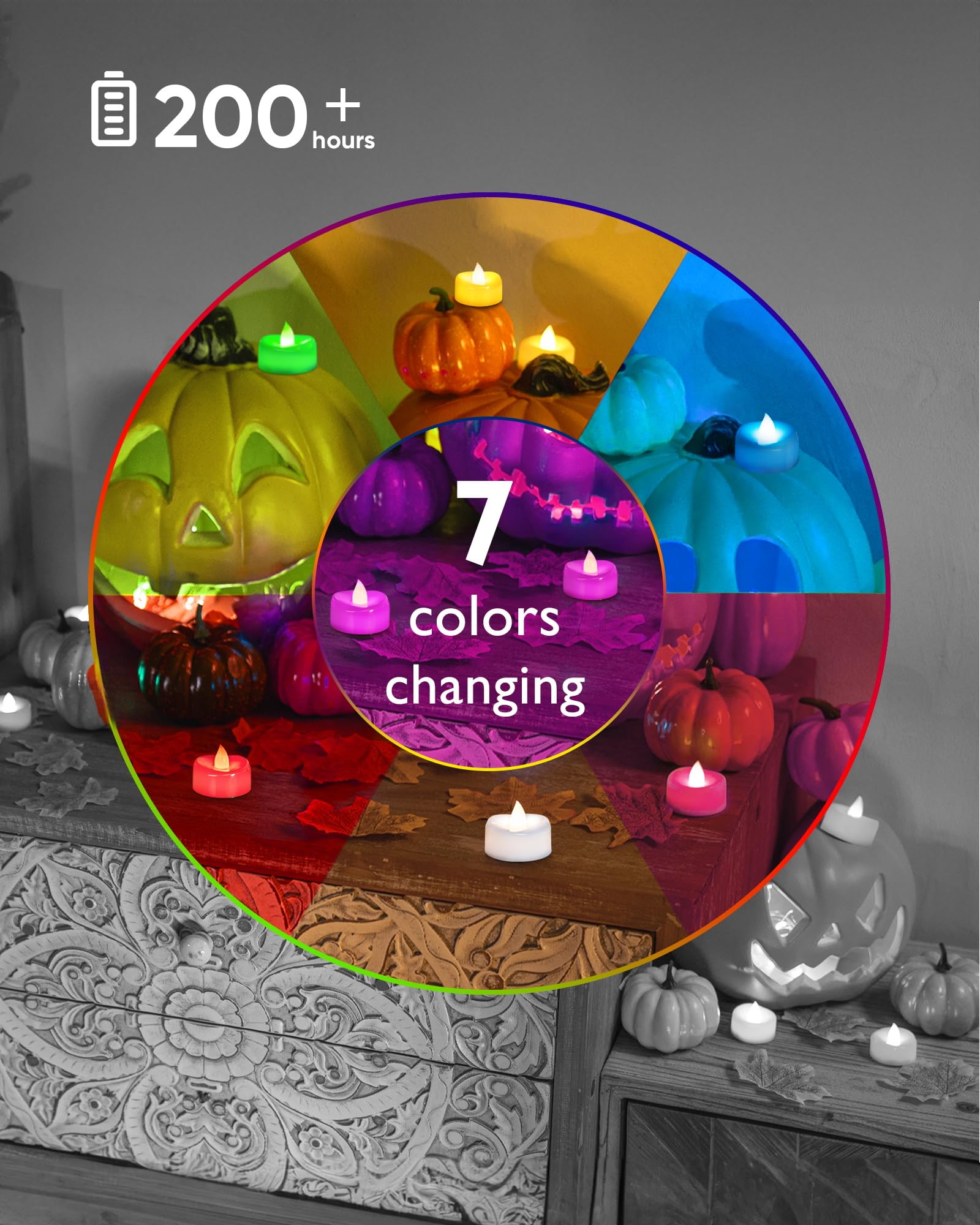 Merrynights Flameless Candles, 12 Pack Color Changing Tea Lights Candles Battery Operated, Long Lasting 200+ Hours Flameless Tea