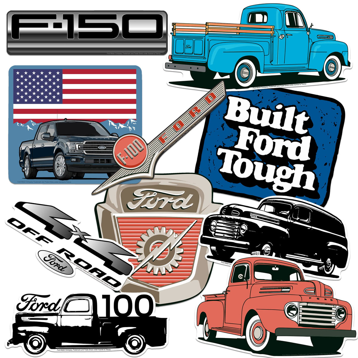 Ford Trucks Vinyl Large Deluxe Stickers Variety Pack   Laptop, Water Bottle, Scrapbooking, Tablet, Skateboard, Indoor/Outdoor   