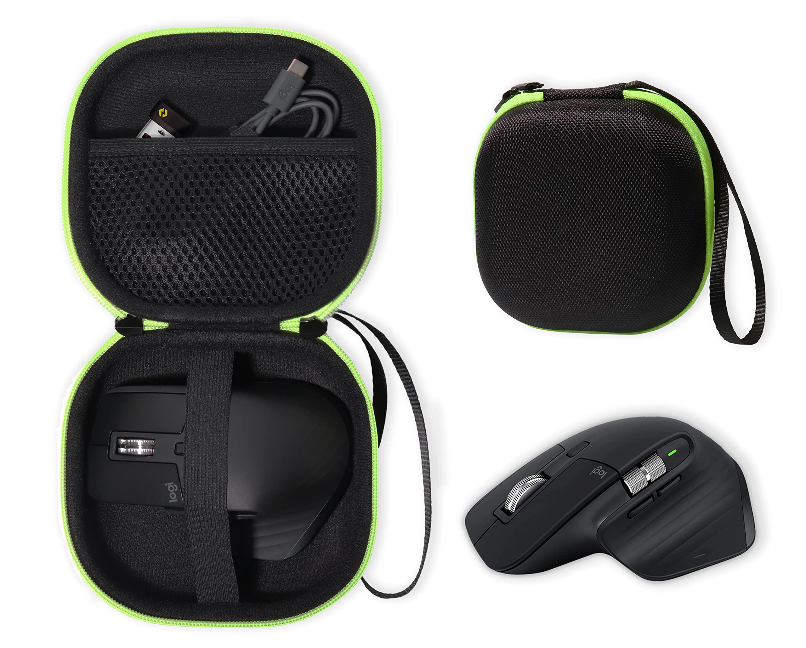CaseSack Mouse case for Logitech MX Master 3S, 3, 2S Wireless Mouse, mesh Pocket for Charger Cord