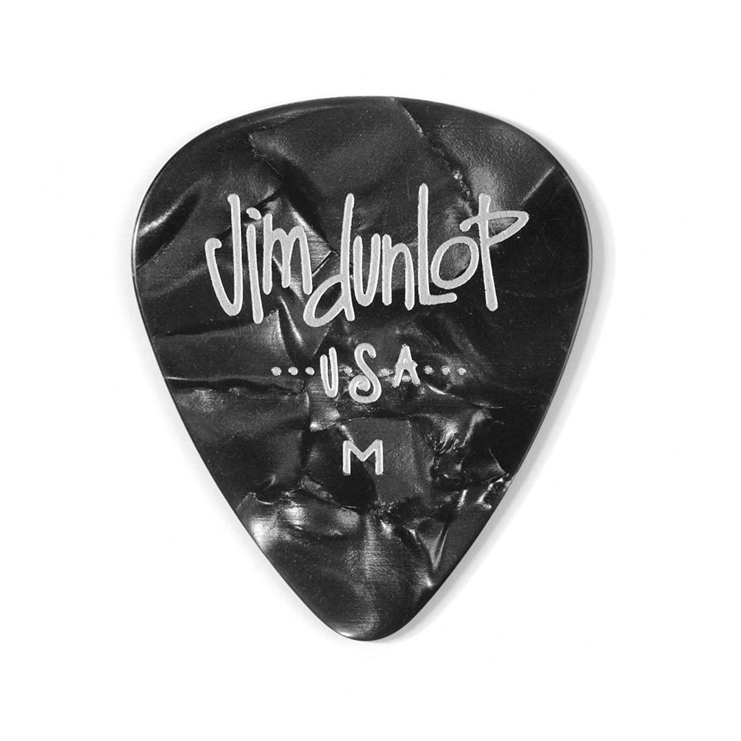 Dunlop Celluloid Black Pearloid Pick - Medium - 12 Pack