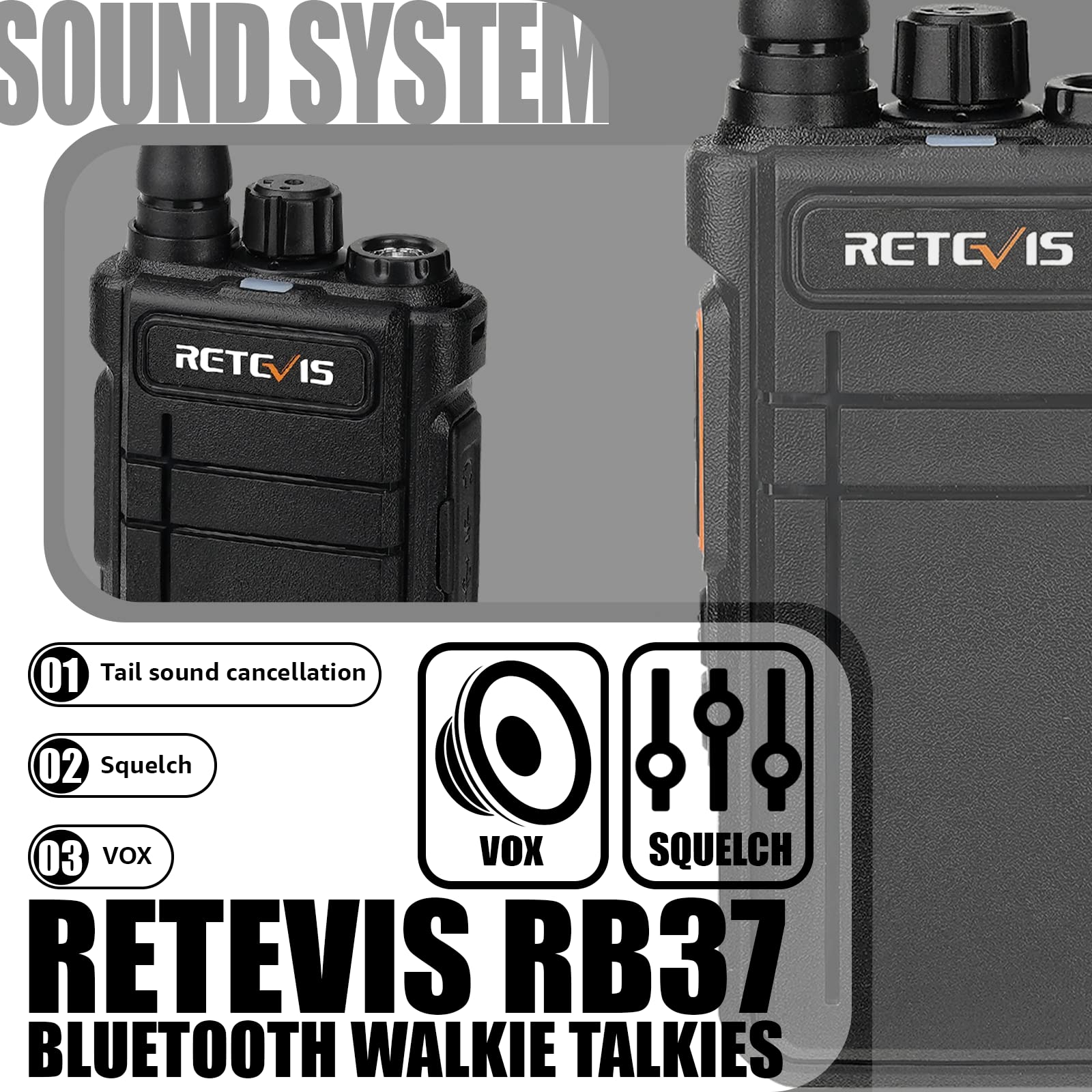 Retevis Rb37 New Version,Bluetooth Two Way Radio,2 Way Radio With Earpiece,2000Mah, Headset Walkie Talkies Wireless For School,C