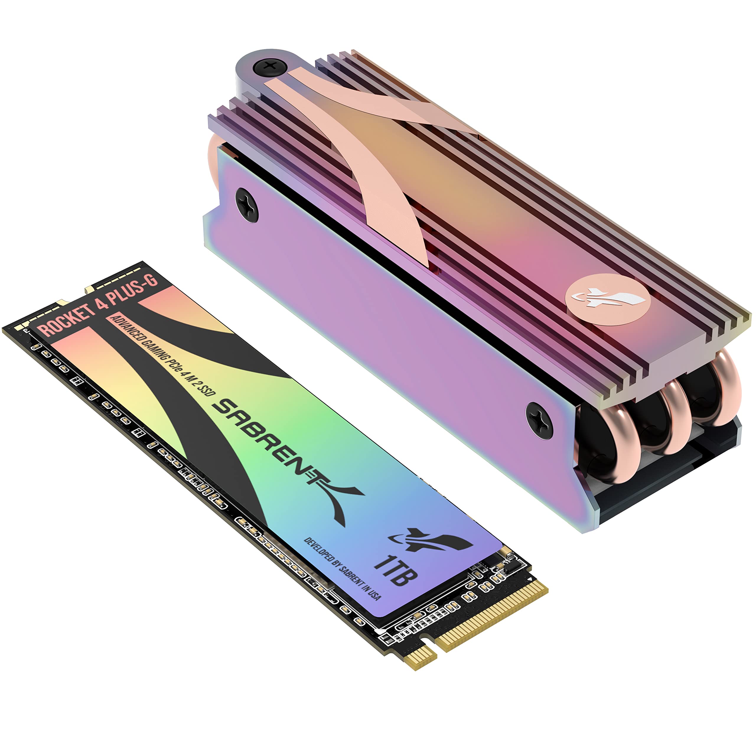 Sabrent Gaming Ssd Rocket 4 Plus G With Heatsink 1Tb Pcie Gen 4 Nvme M.2 2280 Internal Solid State Drive, Up To 7Gbps Speed, Hea