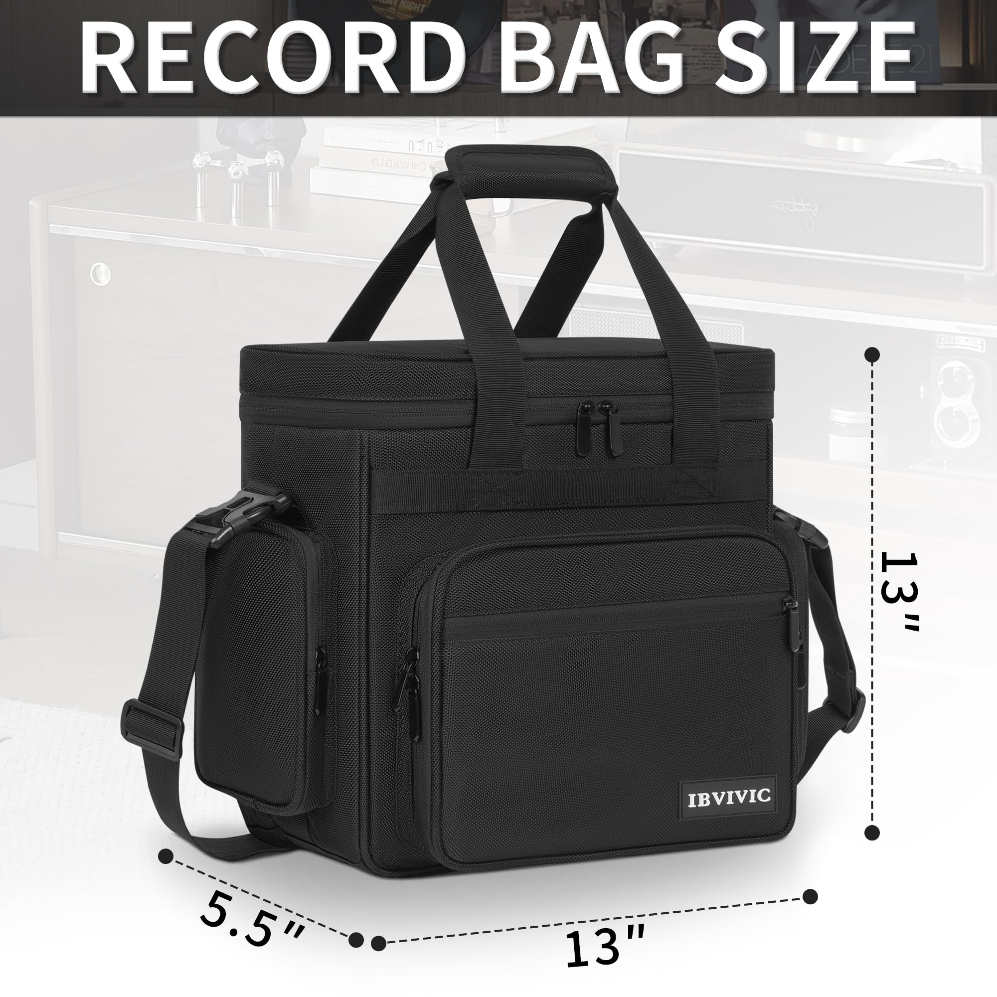 Vinyl Record Carrying Bag, Travel Storage Case For Vinyl Albums Record Storage Organizer With Divider (Small)
