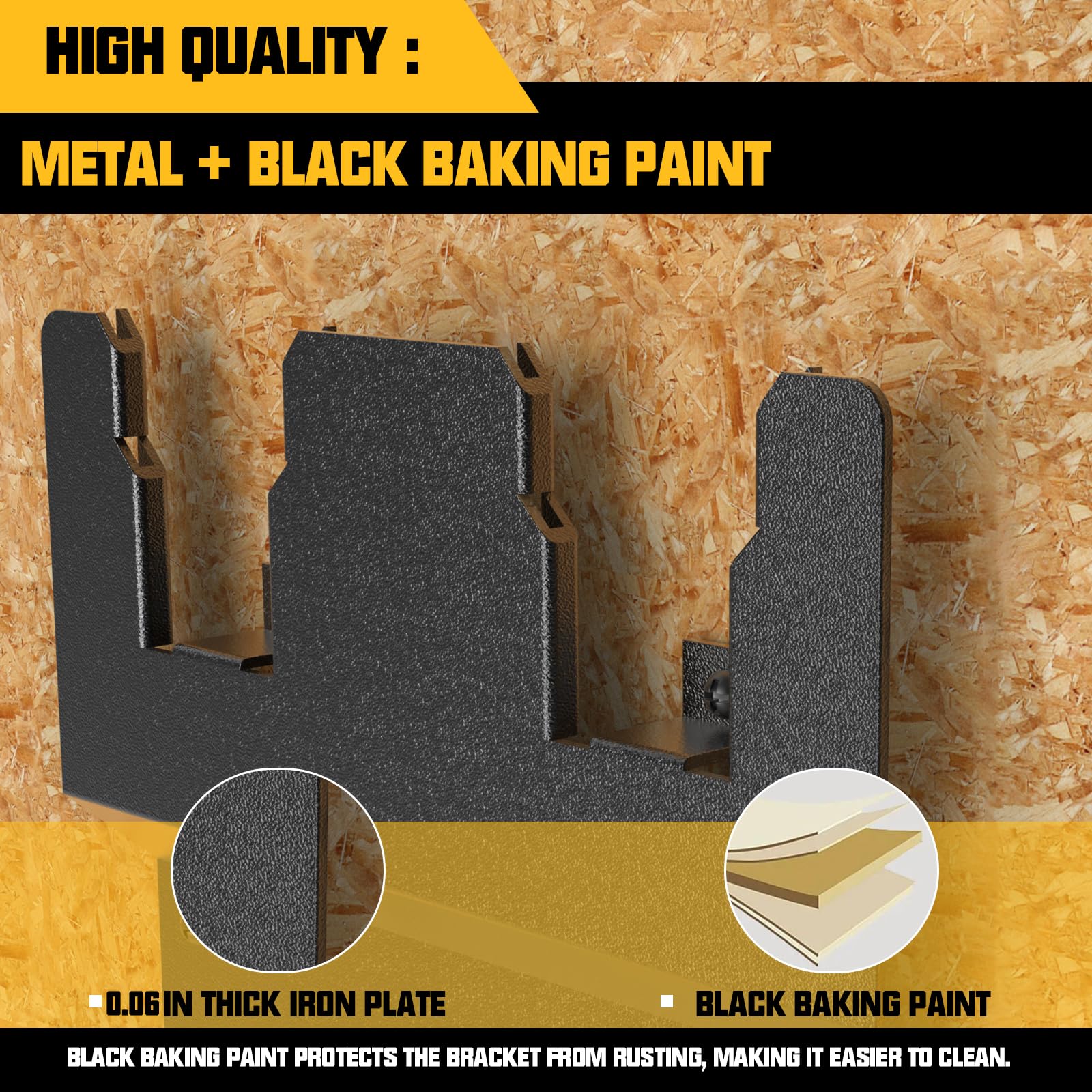 Riuog Wall Mount Bracket For Dewalt 20V Battery And Dcb115 Charger, Metal Black Rugged 2 Battery Holder And Charger Holder For T