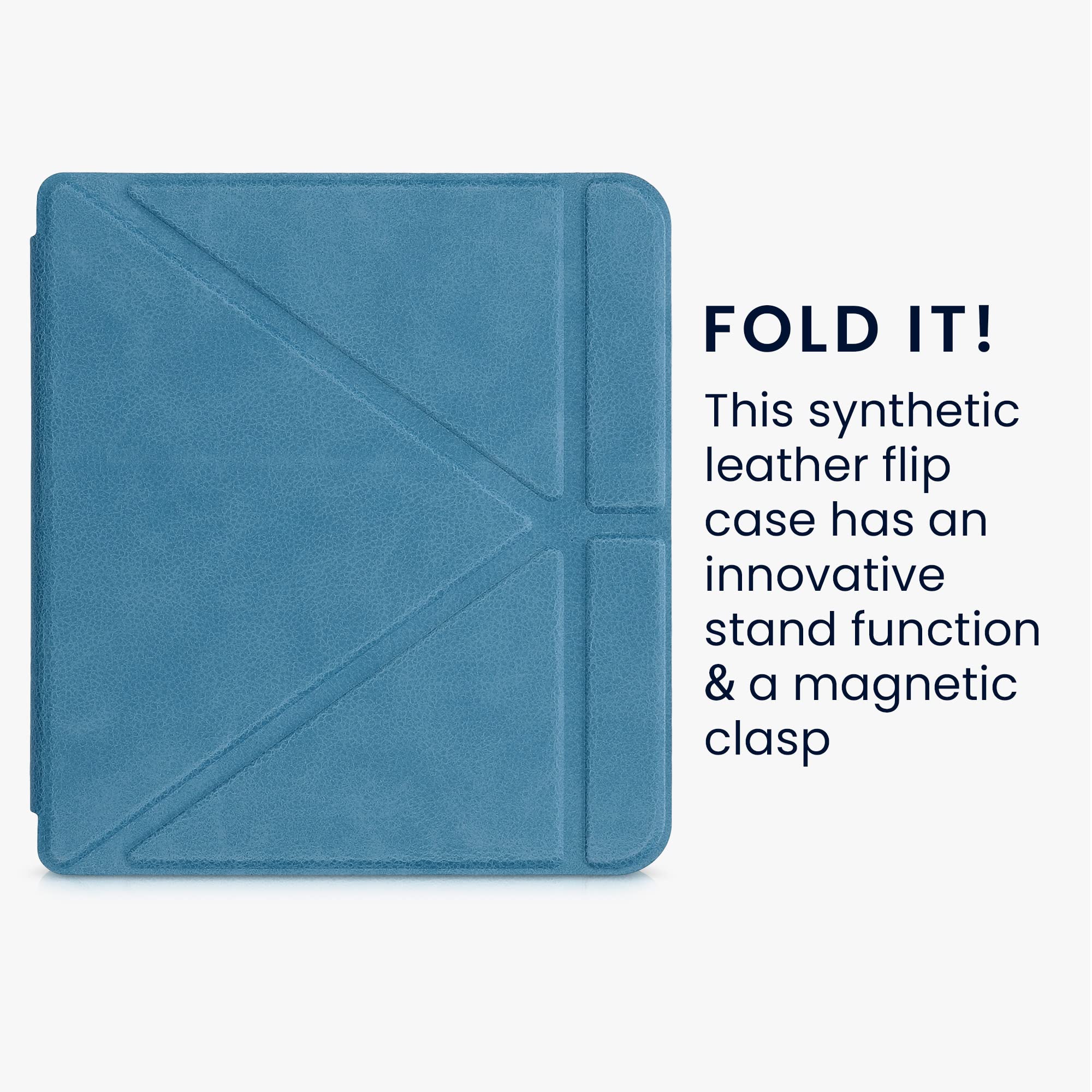 Kwmobile Origami Case Compatible With Kobo Libra 2 Case   Slim Pu Leather Cover With Stand   Petrol