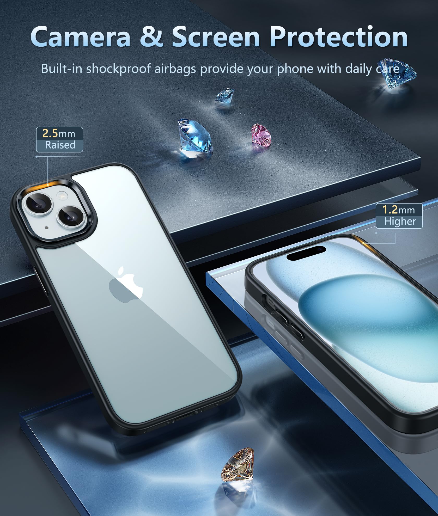 Fntcase For Iphone 15 Plus Phone Case: Clear Slim Shockproof Cell Phone Protective Cover | Anti Yellowing Anti Scratch Drop Proo