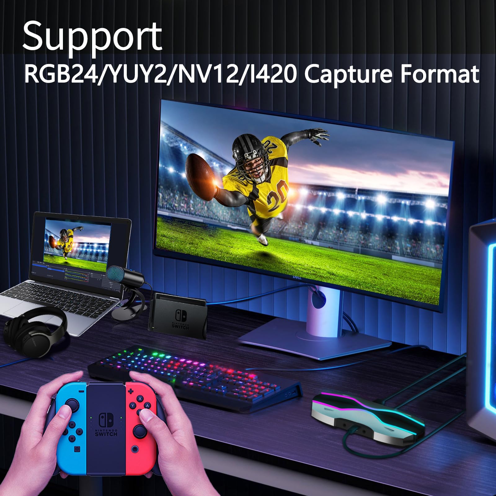 Kuhaimi Capture Card, 4K Hdmi Video Capture Card For Streaming Game Live, Usb3.0 Low Latency, Full Hd 4K 60/1080P 240Fps For Str