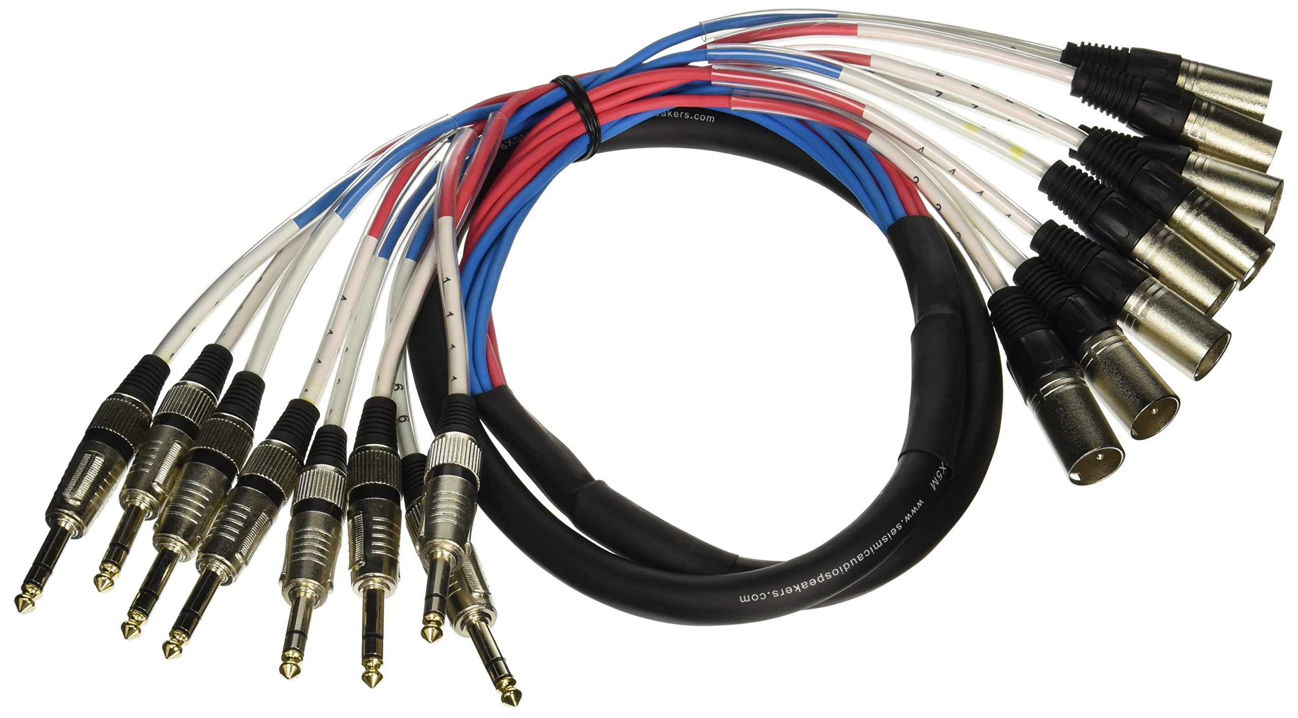 Seismic Audio - SAXT-8x5M - 8 Channel 5 XLR Male to 1/4 TRS Snake Cable