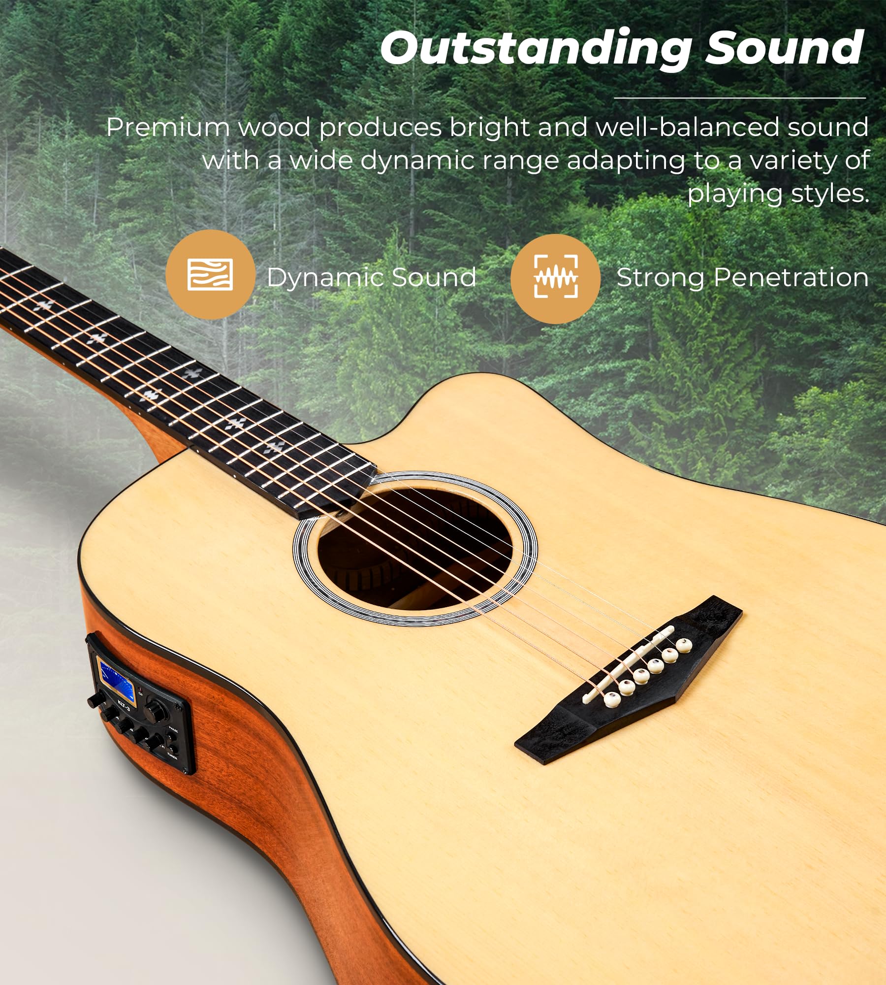 Vangoa Electric Acoustic Guitar Kit For Beginners Adults Full Size Cutaway Acoustic Guitar Bundle Set With Built In Pickups Bag
