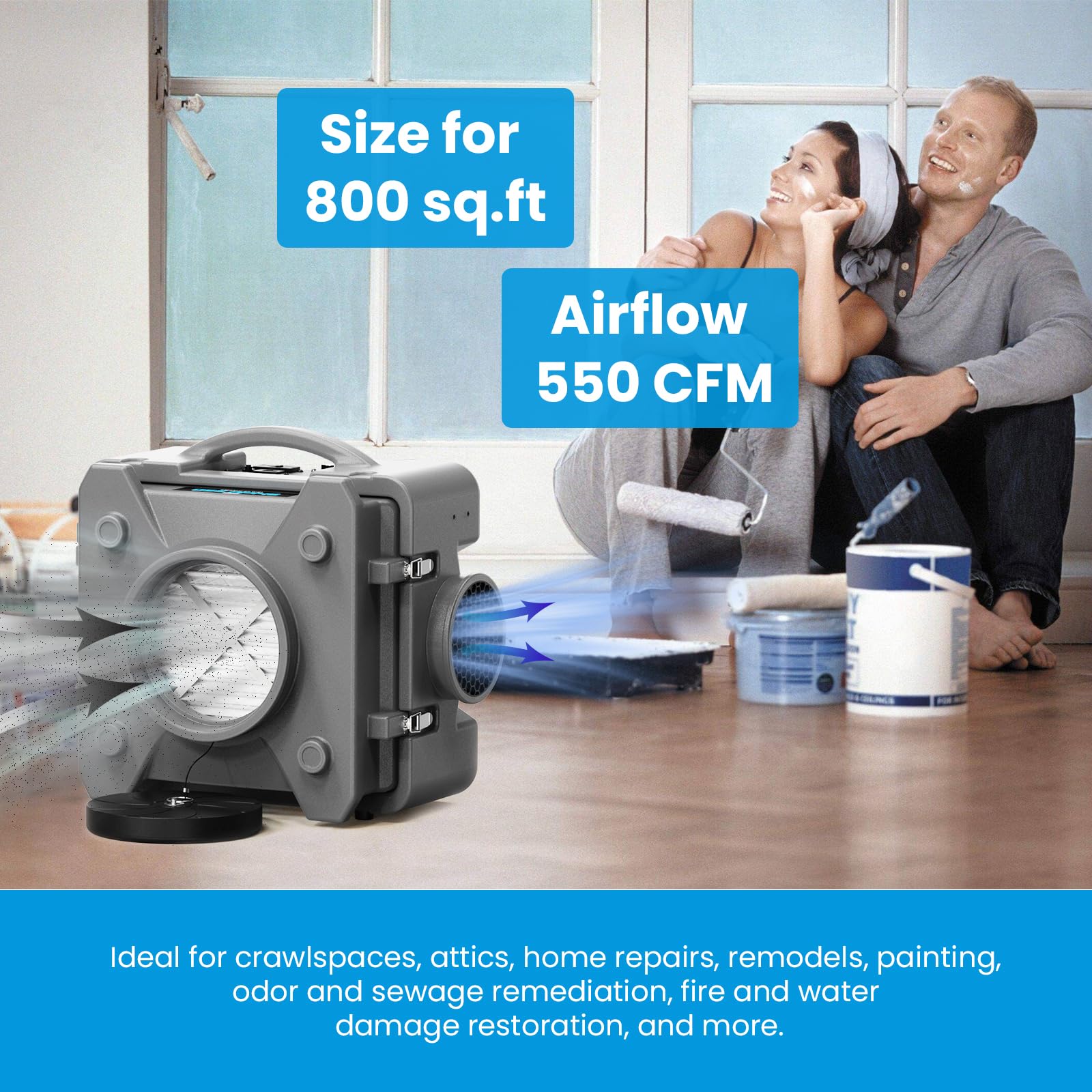 Cadpxs Shield 550 Negative Machine Airbourne Cleaner Hepa Scrubber Water Damage Restoration Equipment Air Purifier, Air Scrubber