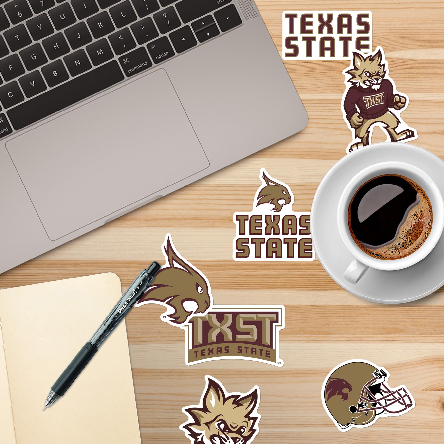 Texas State University Mixed 50Ct Vinyl Large Deluxe Stickers Variety Pack   Laptop, Water Bottle, Scrapbooking, Tablet, Skatebo
