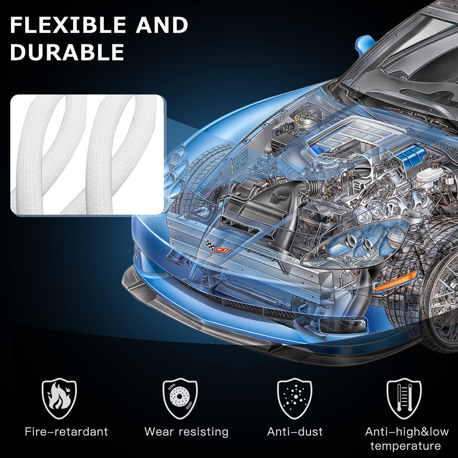 Agptek Cable Sleeve Cover, 6.6Ft   1.5 Inch Cord Management Wire Organizer Under Desk, Home Office Computer Wire Cover Hider Cor