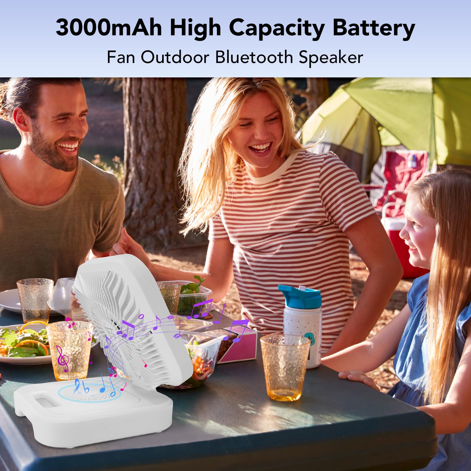 Delxo Bluetooth Speaker With Fan Rechargeable Outdoor, Wireless Bluetooth Speakers With Led Desk Night Light For Indoor Office,