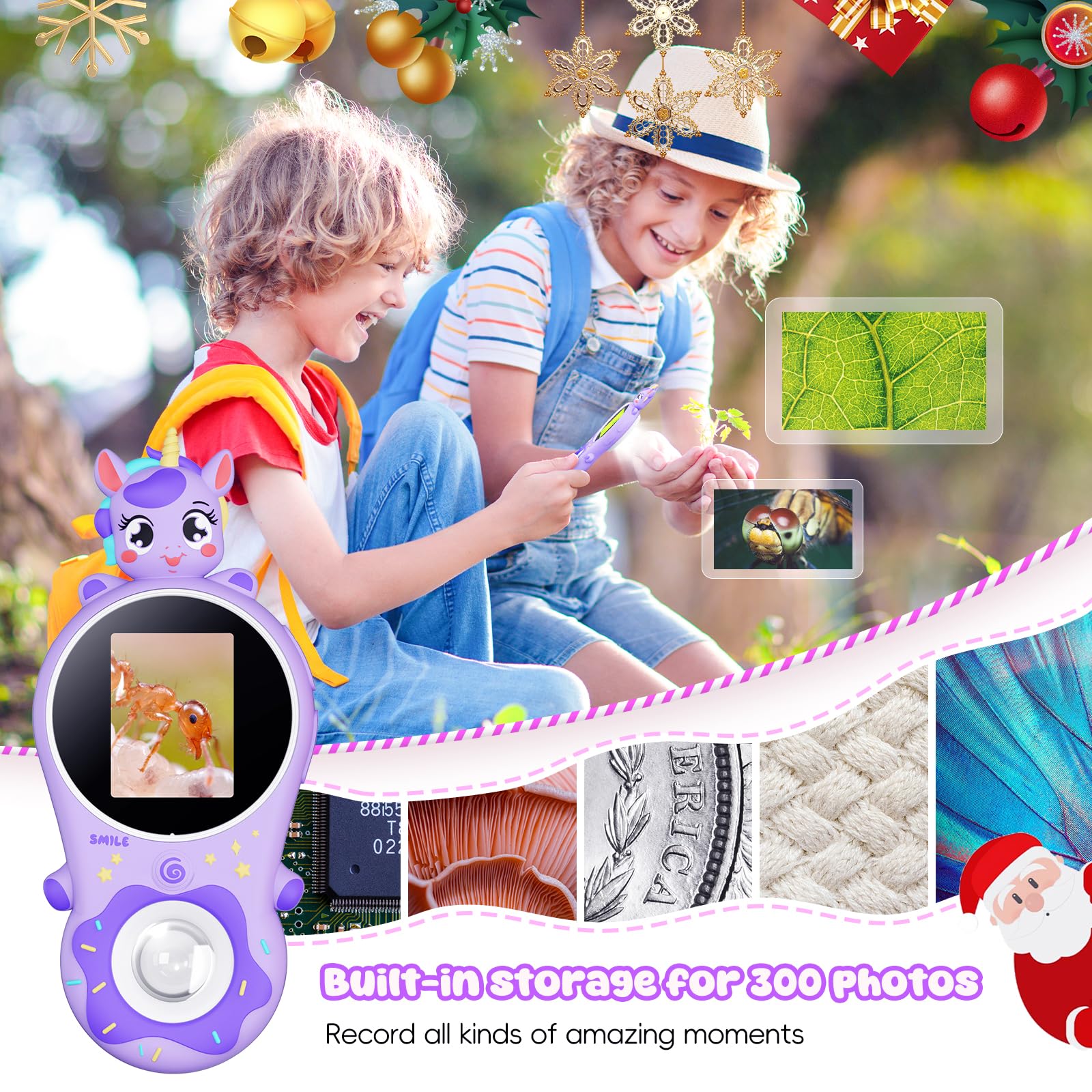 Purple Kids Microscope Mini Handheld Digital Toy Microscope,Biological Microscopes For Kids Educational Science Toys,Christmas B