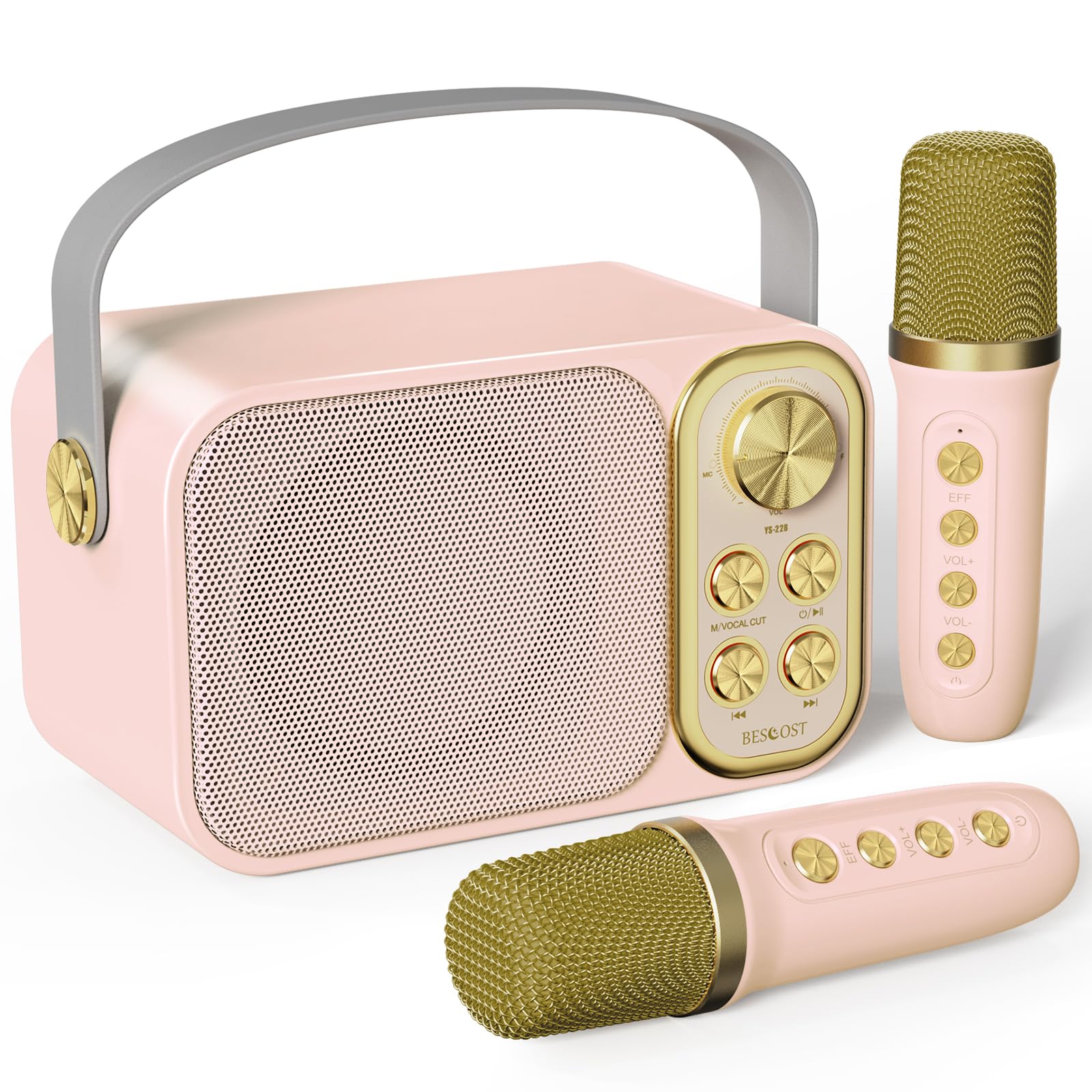 Mini Karaoke Machine for Kids with 2 Wireless Microphone, Portable Bluetooth Speaker, Kids Karaoke Machine to Sing Anywhere, for