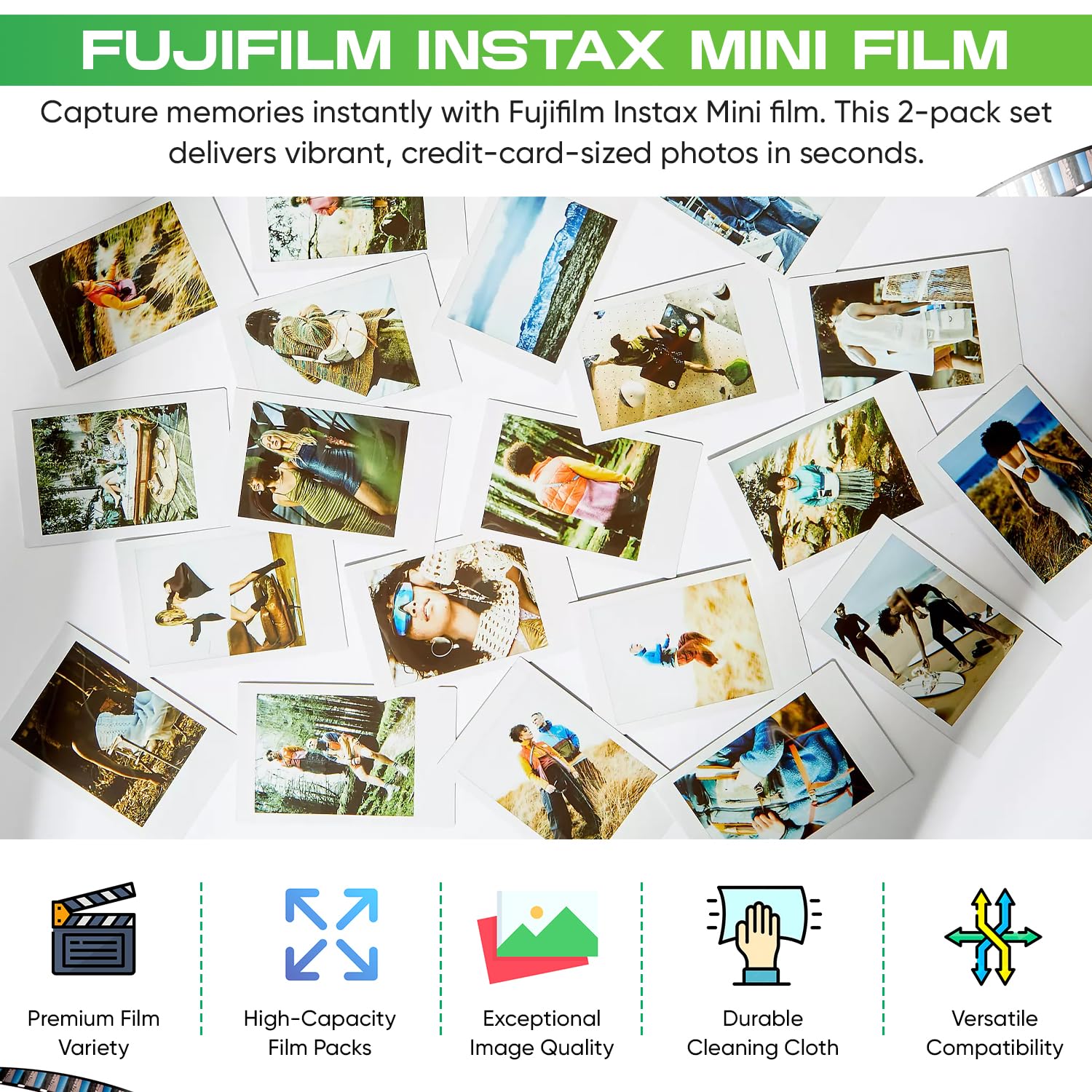Fujifilm Instax Mini Film Two Instax Film Twin Packs   40 Exp Total, Iso 800, Compatible With Instax Mini Evo, Instax Mini 12 Fi