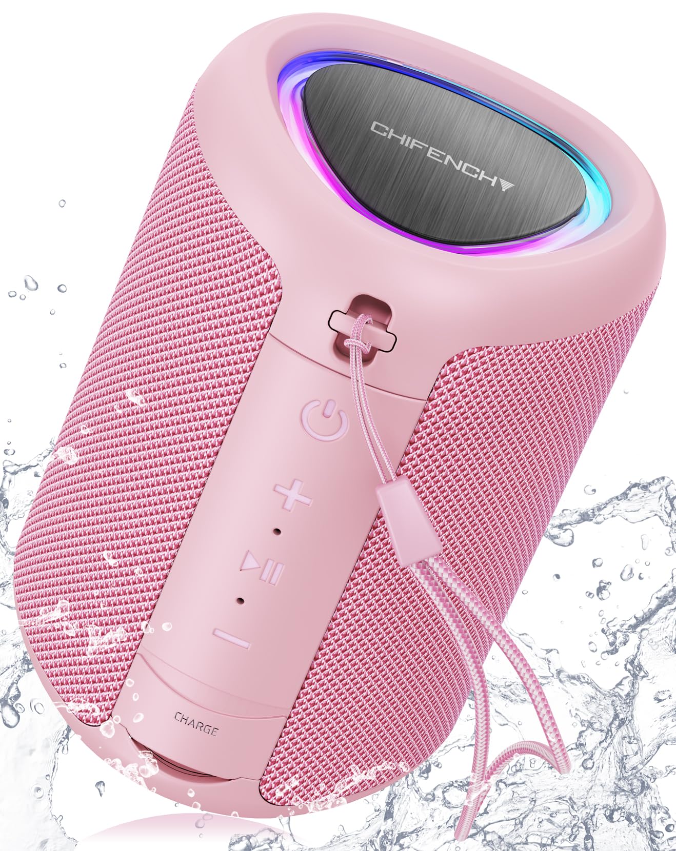 Chifenchy Portable Bluetooth Speaker With Lights,Powerful Crystal Clear Sound,Ipx5 Waterproof,All Day Playtime,Aux&Tf Card Input