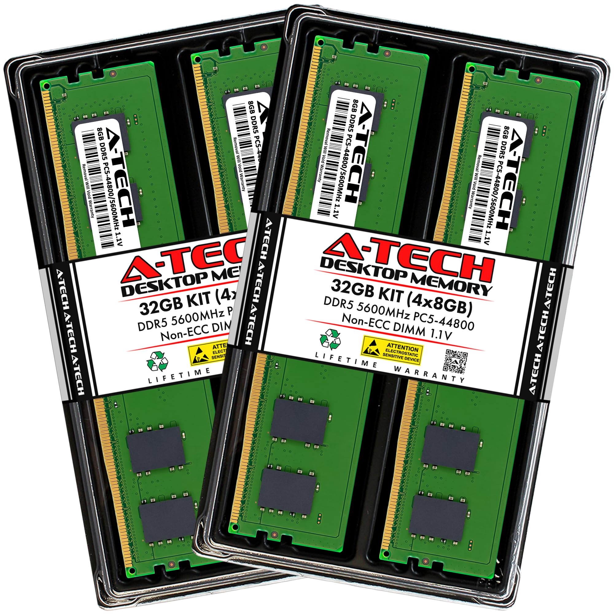A Tech 32Gb Kit (4X8Gb) Ddr5 5600Mhz Pc5 44800 Cl46 Udimm 1.1V Non Ecc Unbuffered Dimm 288 Pin Desktop Ram Memory Upgrade Module