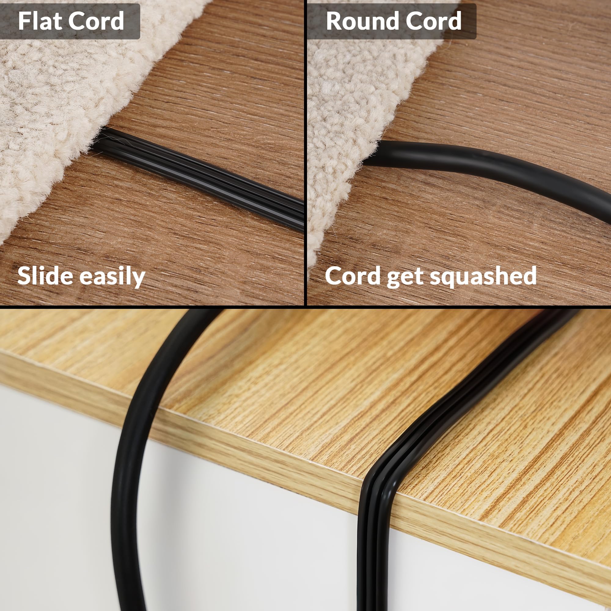 Elecan Flat Plug Extension Cord 4 Ft 2 Pack With Slim Space Saving Plug Design, Thin Flat Cable Low Profile Power Cord 3 Prong G