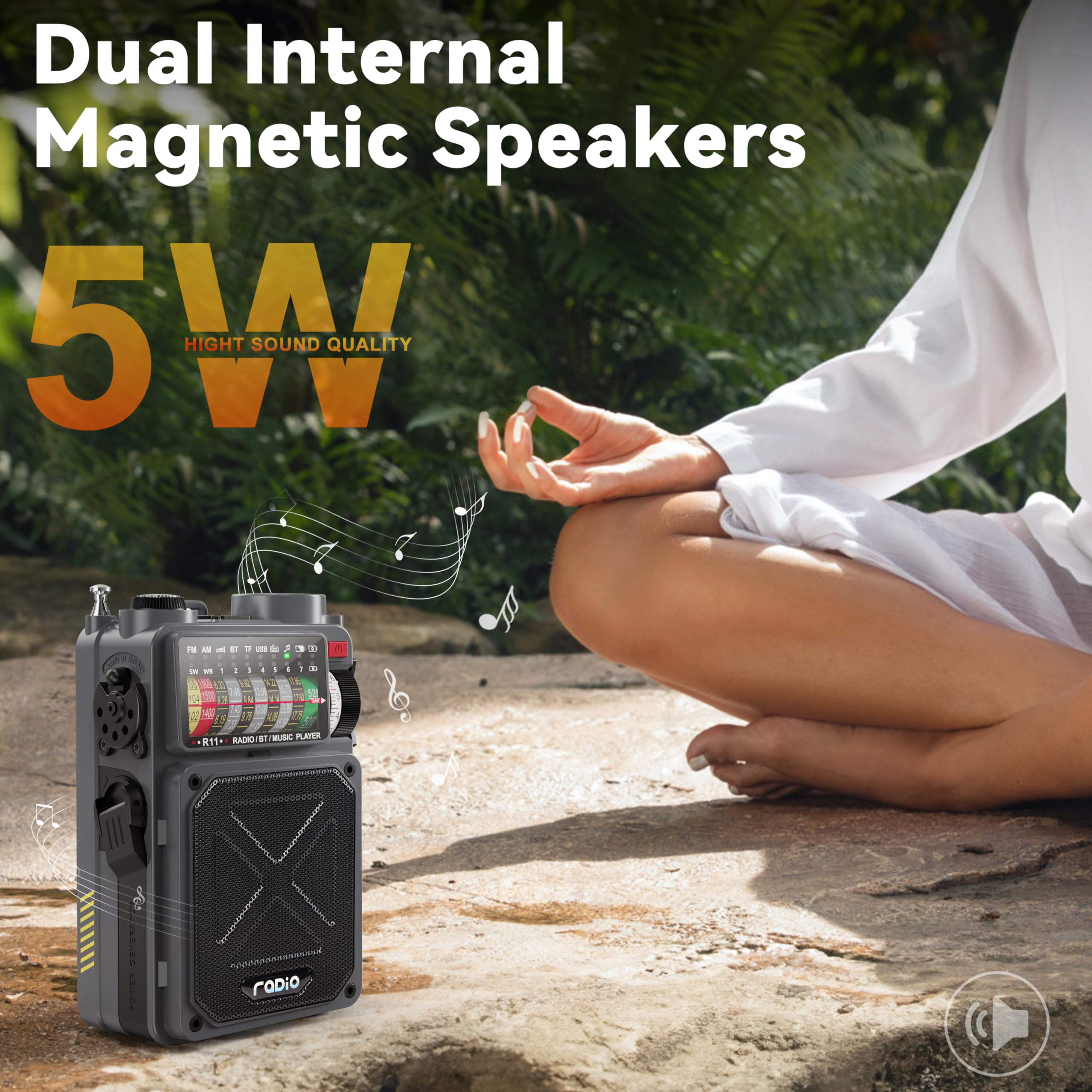 Emgykit Shortwave Radio With 4000Mah Rechargeable Battery, Am/Fm/Wb/Sw Shortwave Radio With Bluetooth Speaker, Flashlight, Sleep