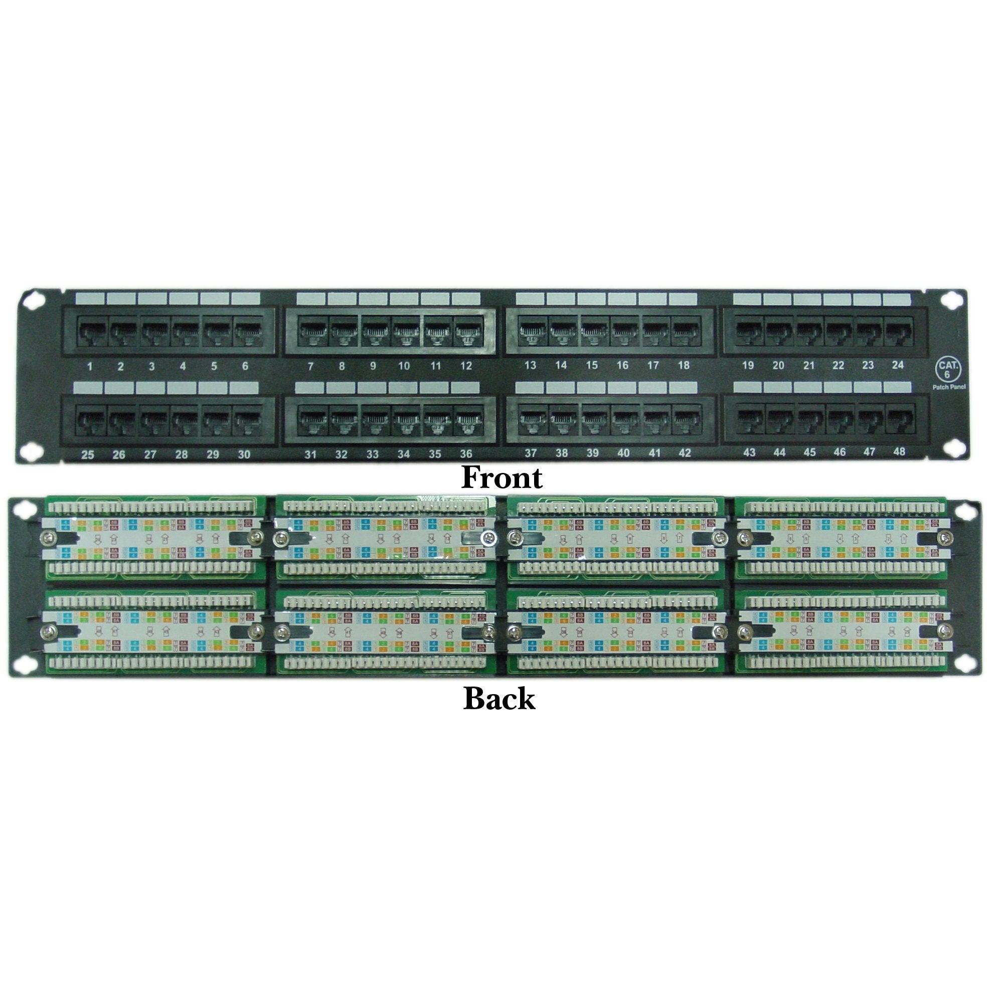 Cablewholesale 48 Port Cat6 Patch Panel, 19'' Horizontal Rackmount Or Wall Mount Panel, Rj45 Ethernet 110 Type, 568A/568B Compat
