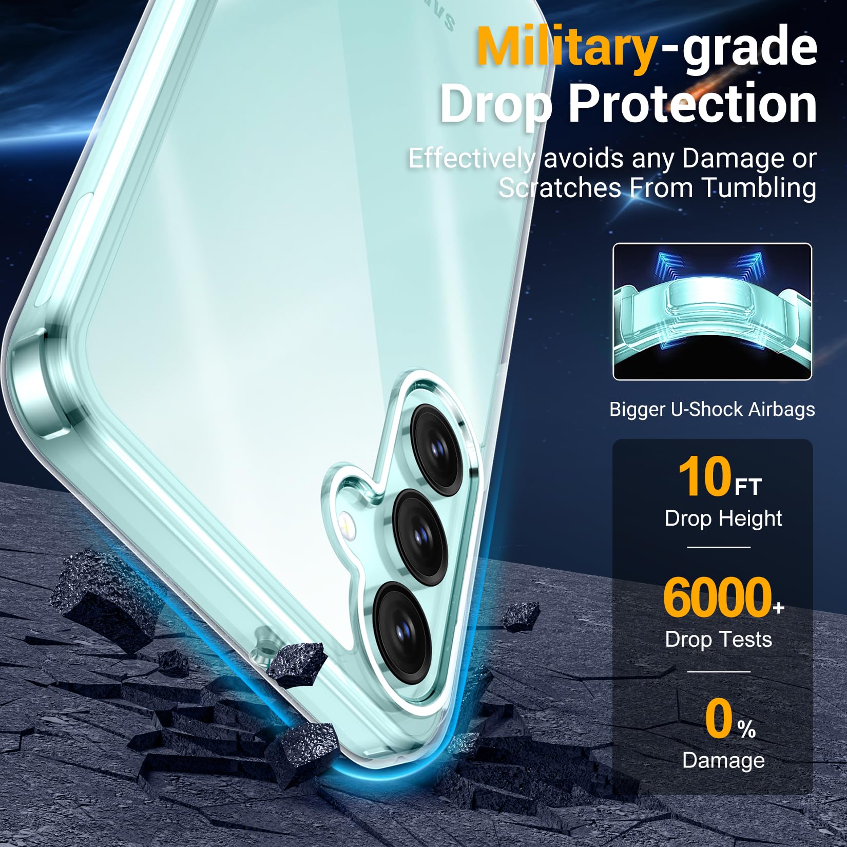 Spidercase For Samsung Galaxy A16 5G Case, 2 Pack[Tempered Glass Screen Protector + Camera Lens Protector] Slim Shockproof Case,