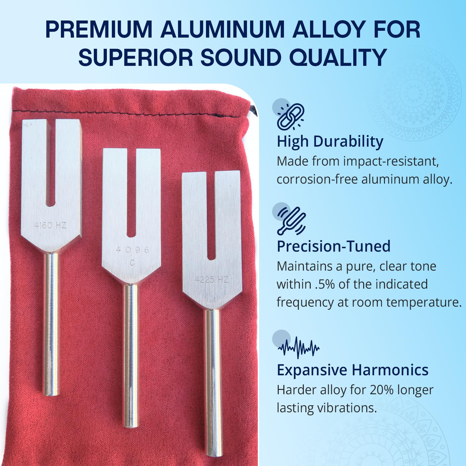 Angel Tuning Forks For Healing - Made In The Usa - 4160 Hz, 4225 Hz & 4096 Hz (Aka Crystal Tuner), Connect With Higher Energies