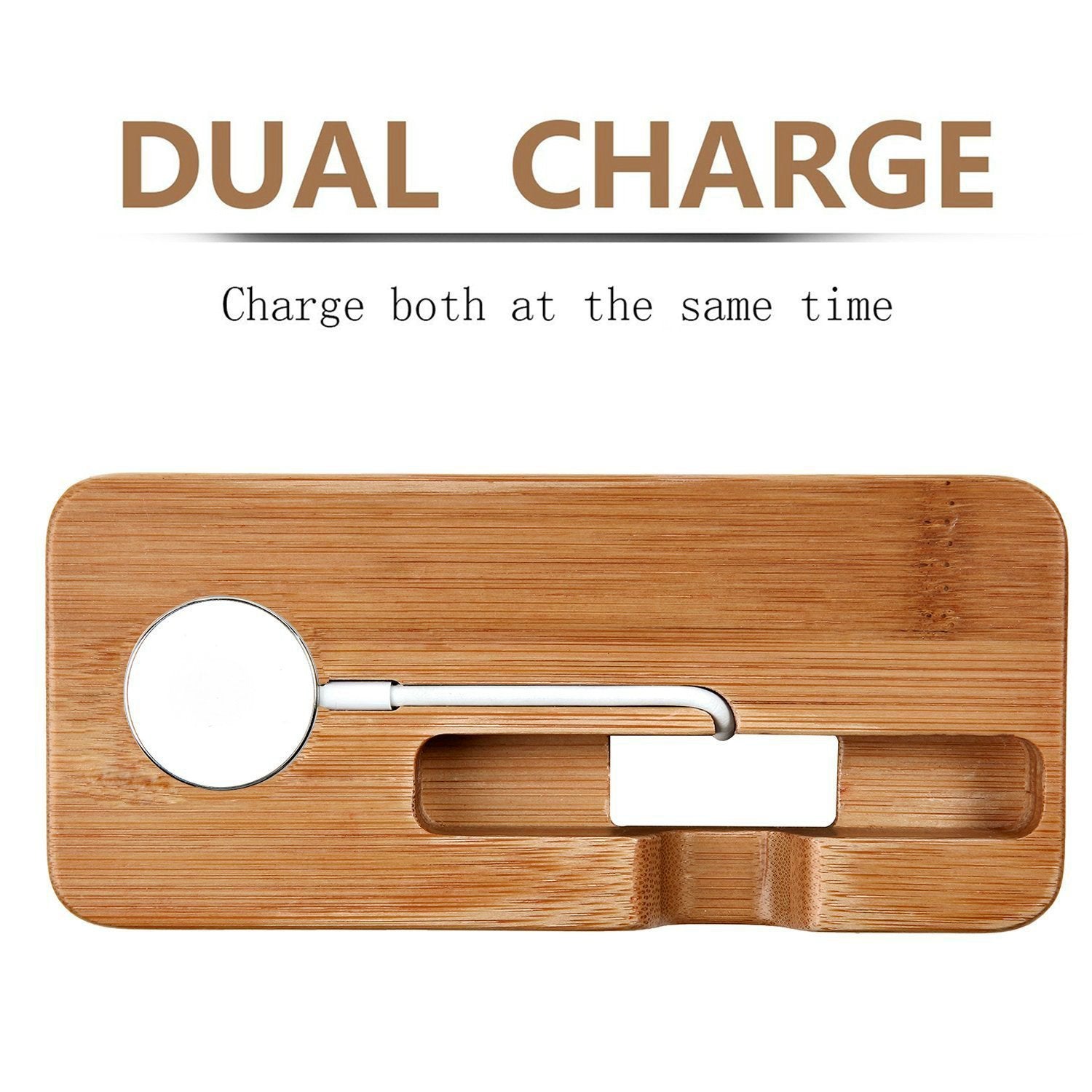 AICase Watch Stand, iWatch Bamboo Wood Charging Dock Charge Station Stock Cradle Holder for Apple Watch & iPhone X/ 8 Plus/ 8/7 Plus 6 6 Plus 5S 5 (Bamboo Wood II)