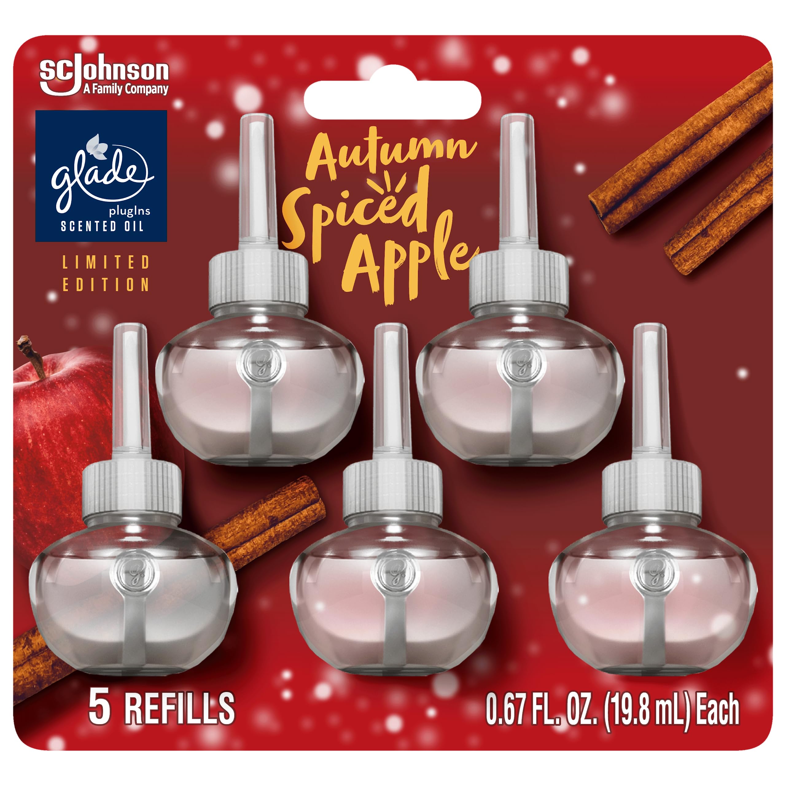 Glade Plugins Refills Air Freshener, Scented And Essential Oils For Home And Bathroom, Autumn Spiced Apple, Limited Edition Scen