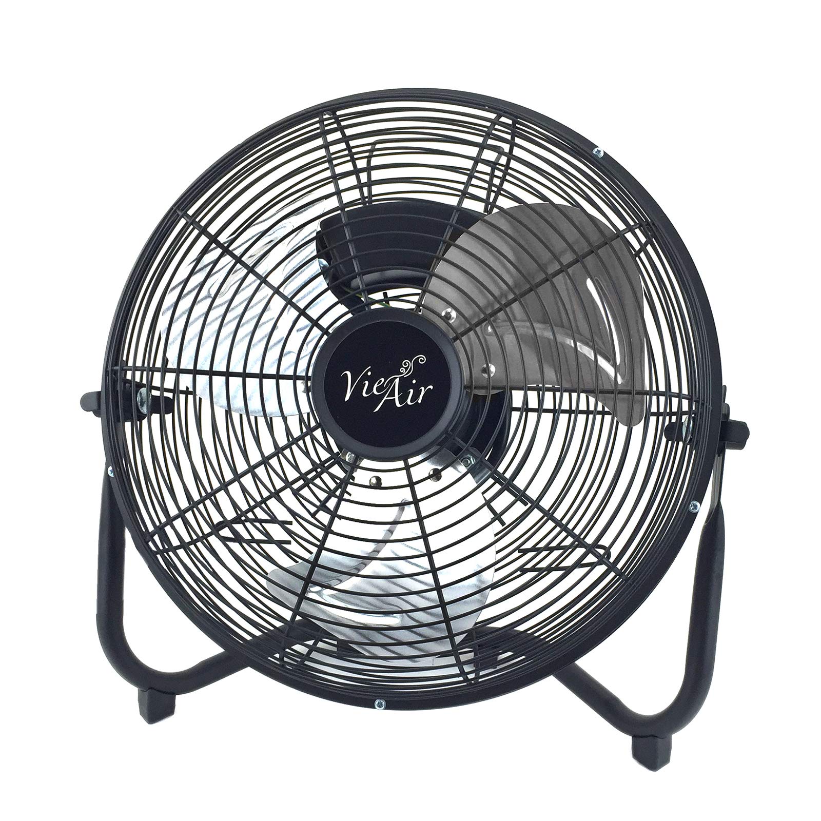 Vie Air 12 Inch Industrial Powerful And Quiet Heavy Duty Metal Floor Fan, Black