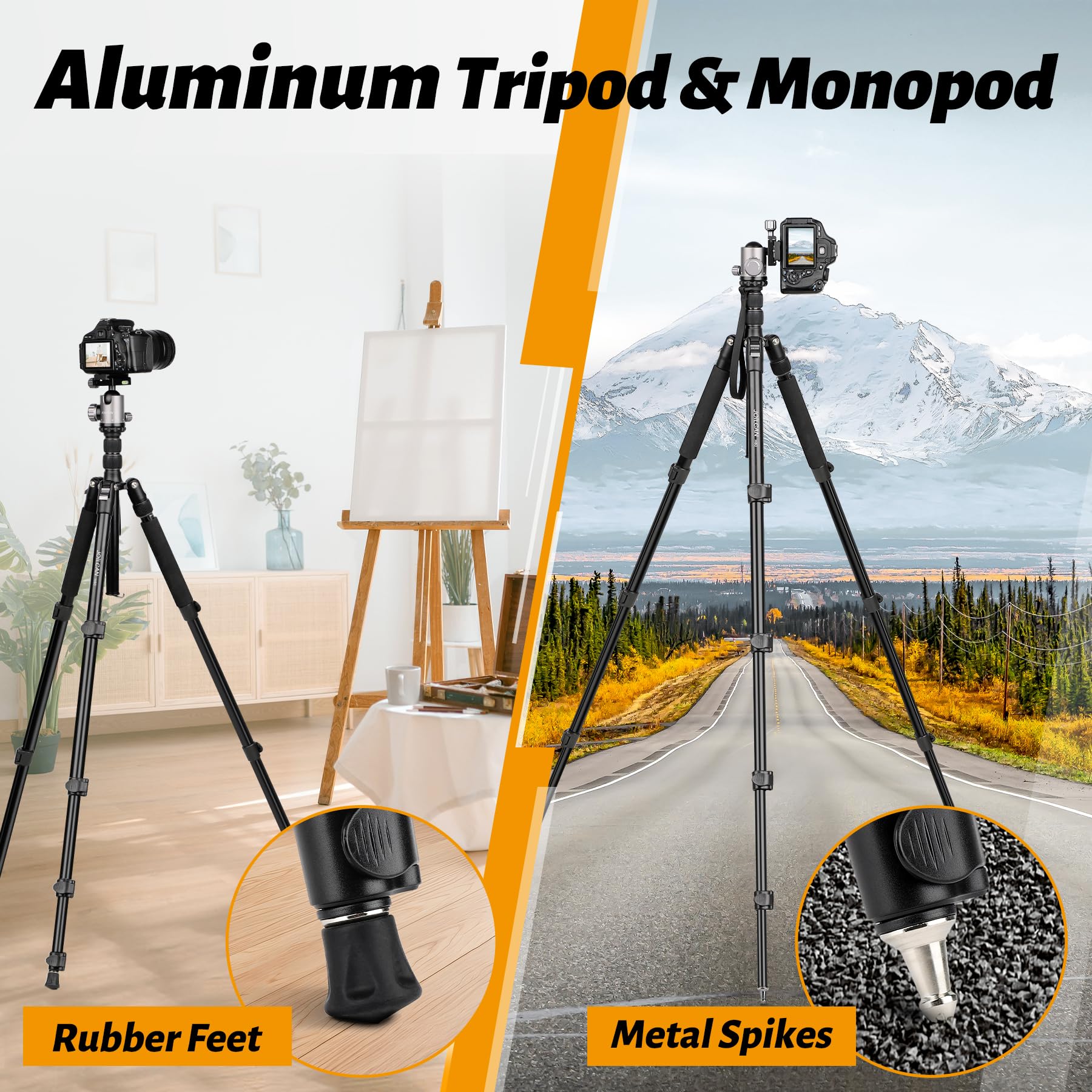 Joilcan Tripod For Camera, 81'' Camera Tripod Dslr Tripod, 83'' Aluminum Camera Tripods & Monopods, Heavy Duty Travel Tripod For