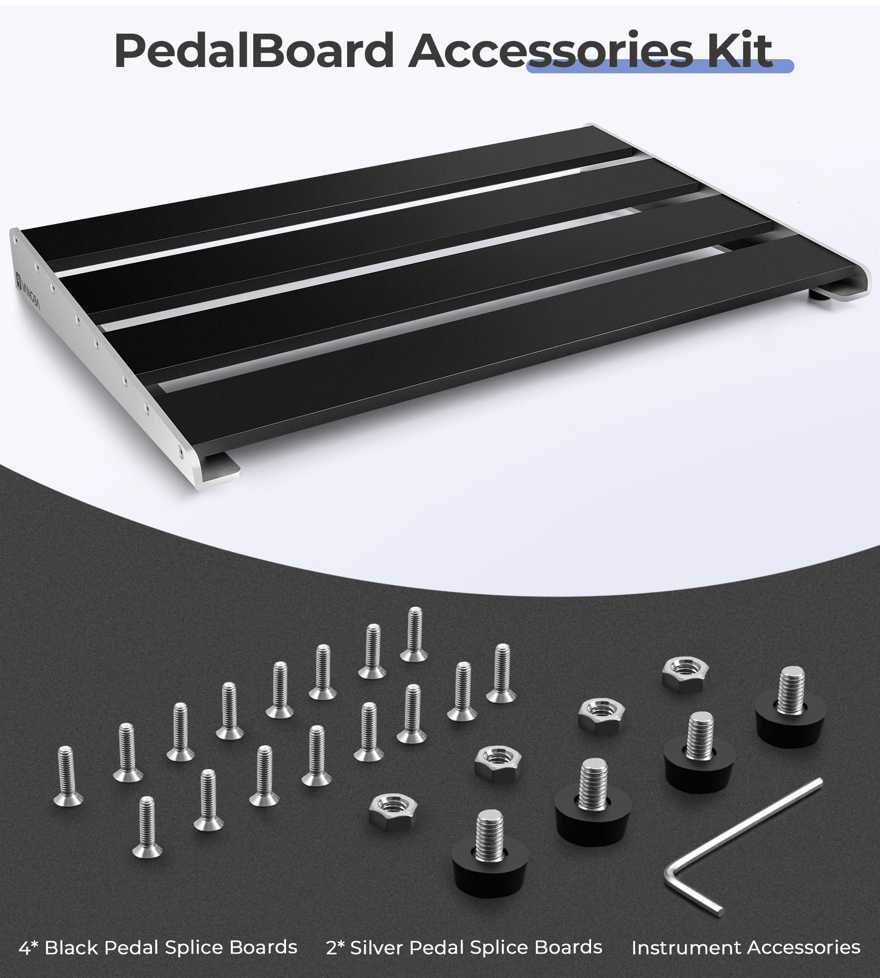 Vangoa Guitar Pedal Board, Aluminium Alloy 2.8Lb Light Pedal Board 18.1''   11.8''   1.9'' Sturdy Effect Pedalboard For 8 12 Ped