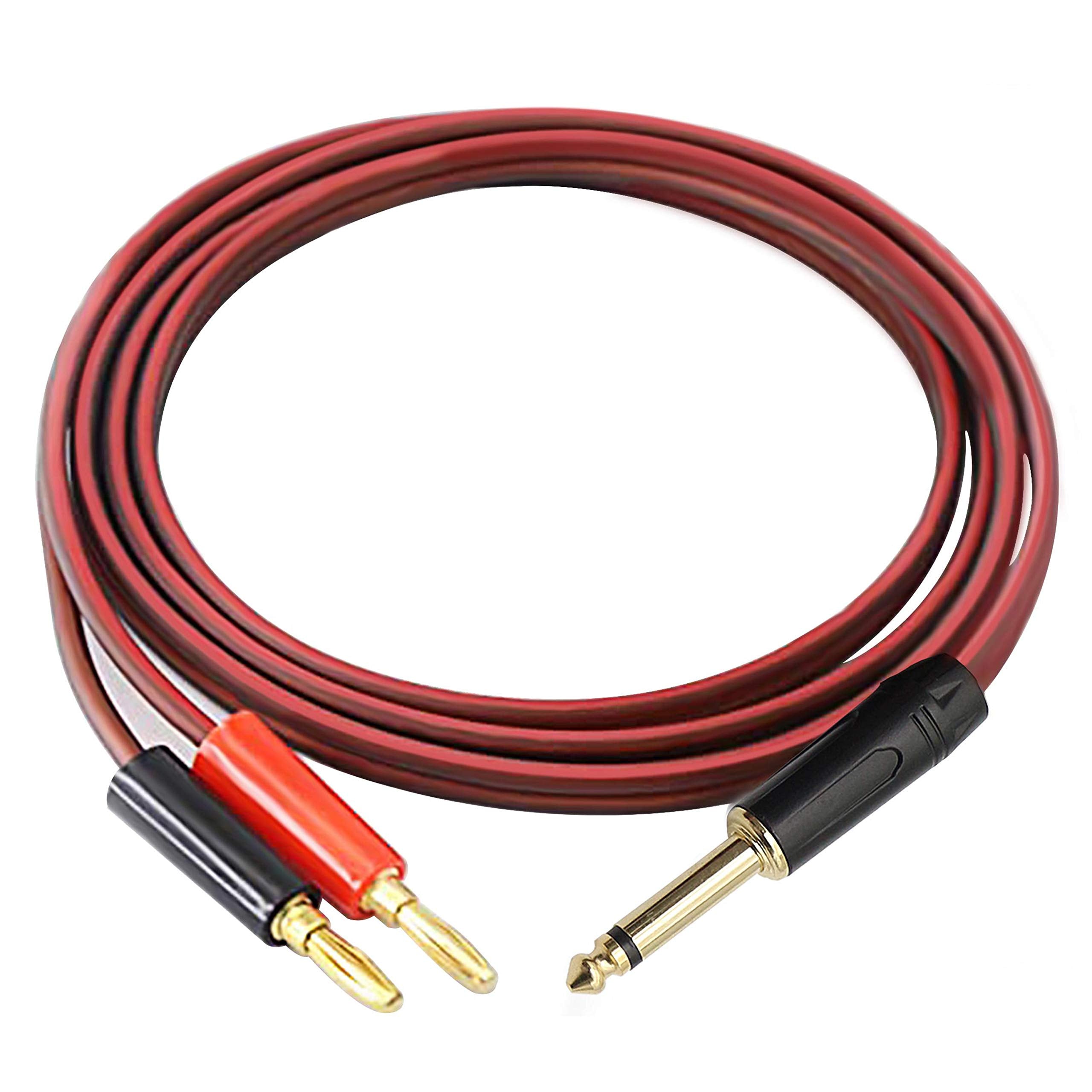 1/4 Ts To Banana Plug Speaker Cable,6.35Mm Ts To Banana Plug Speaker Audio Cable,Gold Plated 1/4 Ts Male To Dual Banana Plugs Of
