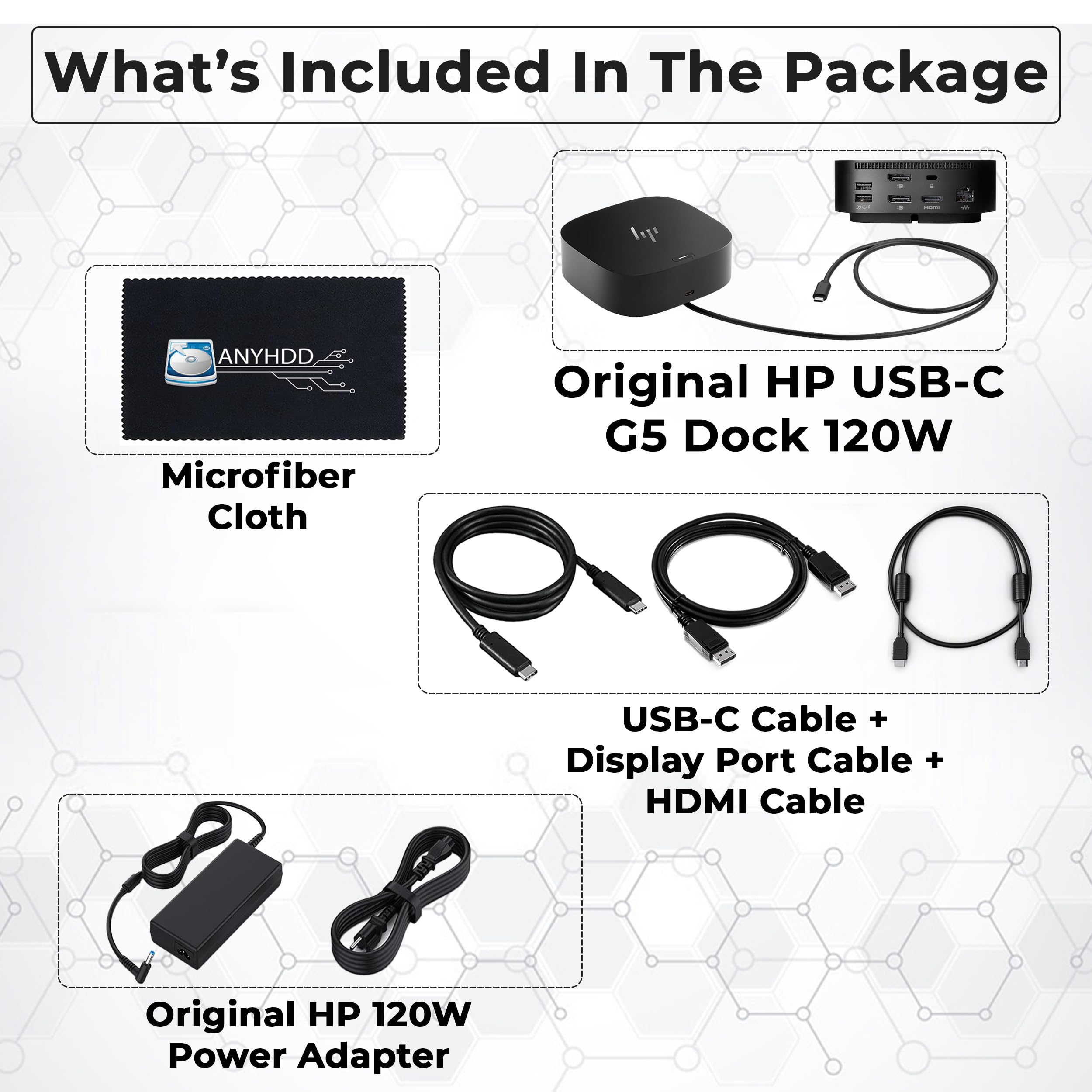Hp Docking Station For Laptop Dual Monitor And Charging Bundle   Docking Station For Hp Laptop, Hp Usb C G5 Dock With 120W Ac Ad