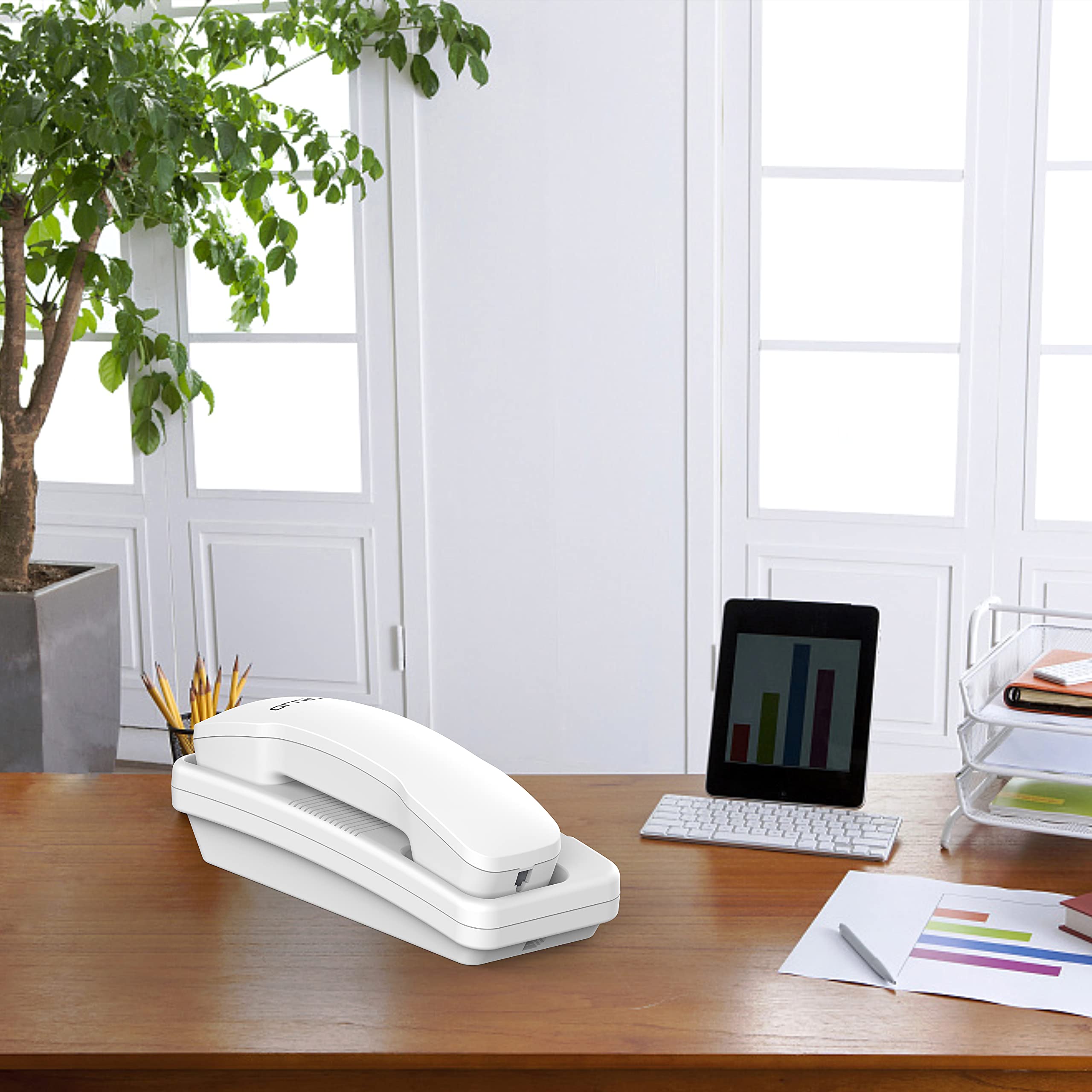 Ornin T108 Trimline Corded Telephone, Sos Key, Wall Mountable, Hotel And Home Use Phone(White)