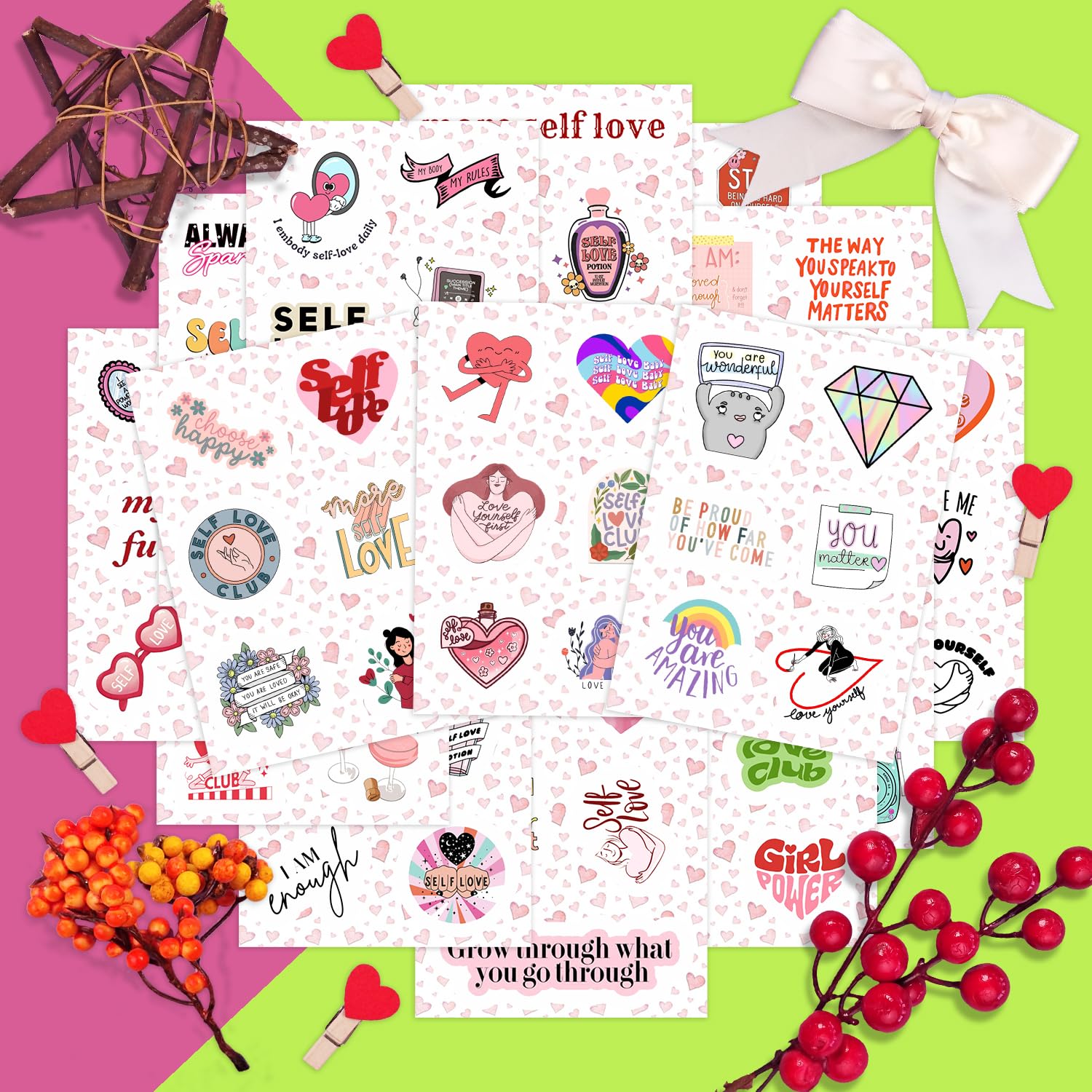 100Pcs Self Love Stickers For Water Bottle And Laptop   Self Love Party Favors & Decorations, Waterproof Vinyl Decals, Inspirati