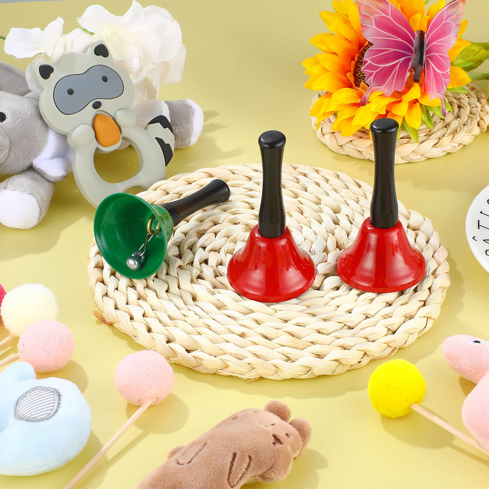 Boao 24 Pcs Christmas Hand Bell Kids With Black Wooden Handle Metal Steel Loud Service Call Musical Bell For Music Teaching Part