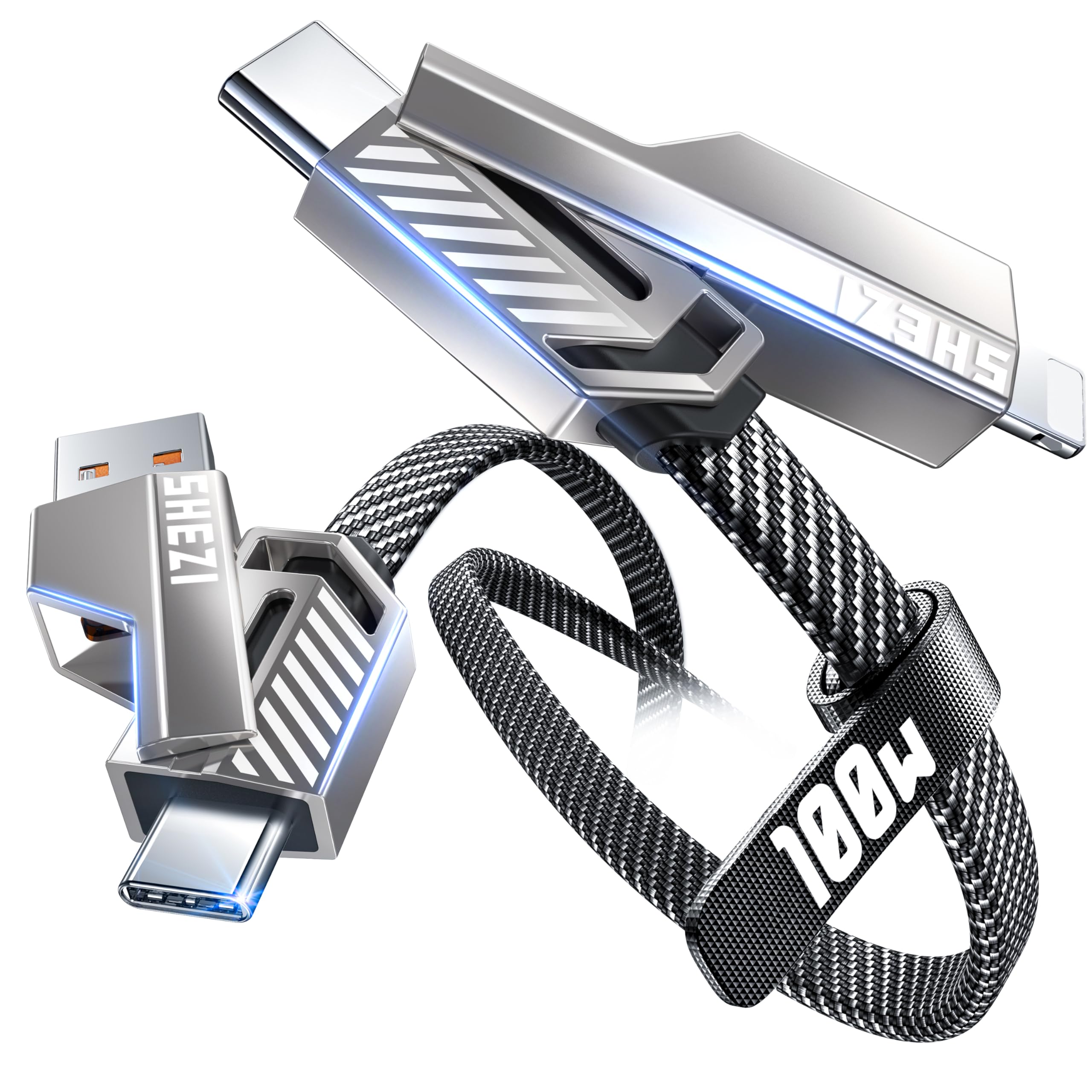 [One Is Enough] 4In1 Usb C To Lightning Cable, 100W[High Speed Charging&Fast Data Transfer] [Carplay&Android Auto Support] Multi
