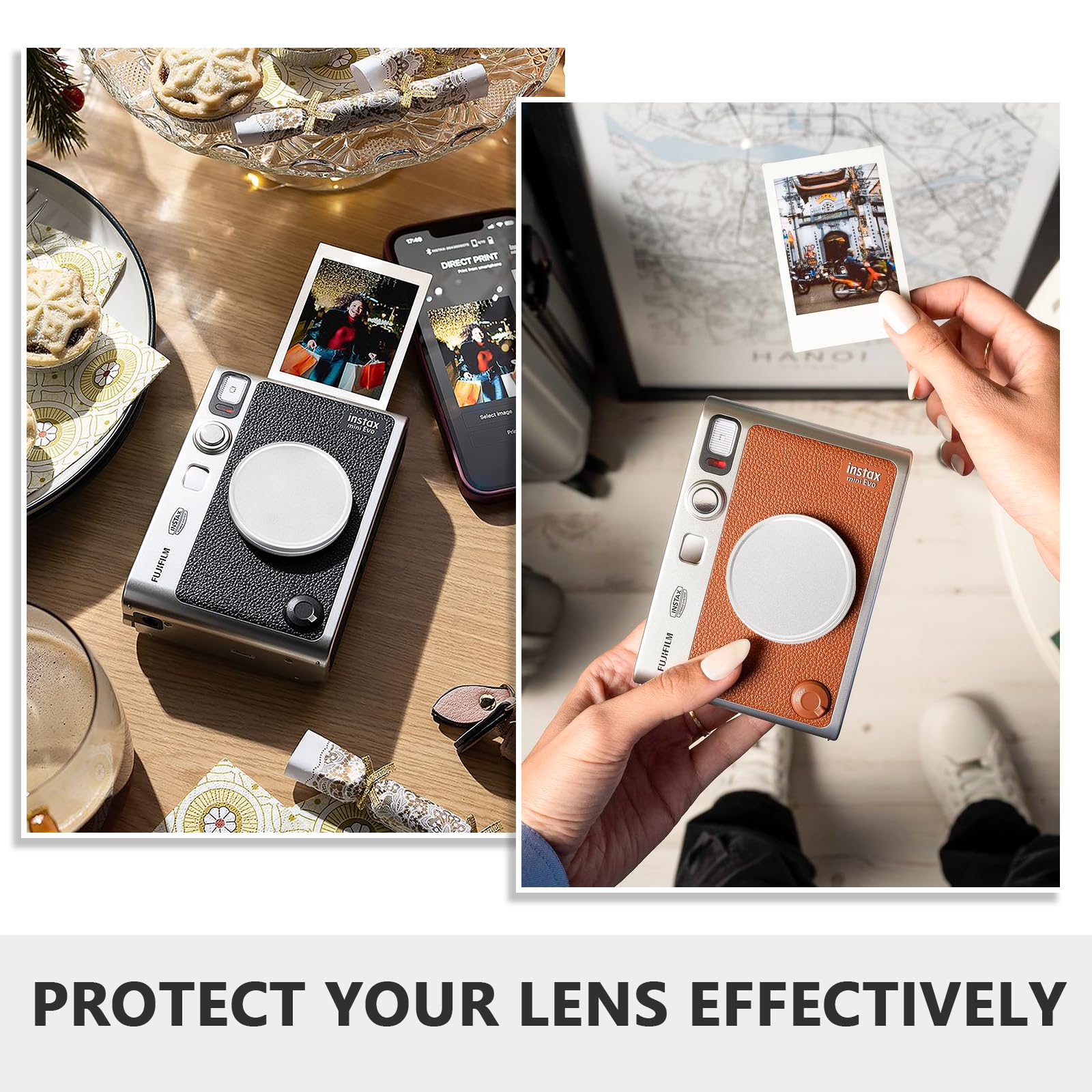 Caiyoule Mini Evo Lens Cap, Fuji Instax Mini Evo Accessories Include Aluminum Lens Cover, Screen Protector And Mini Photo Album,
