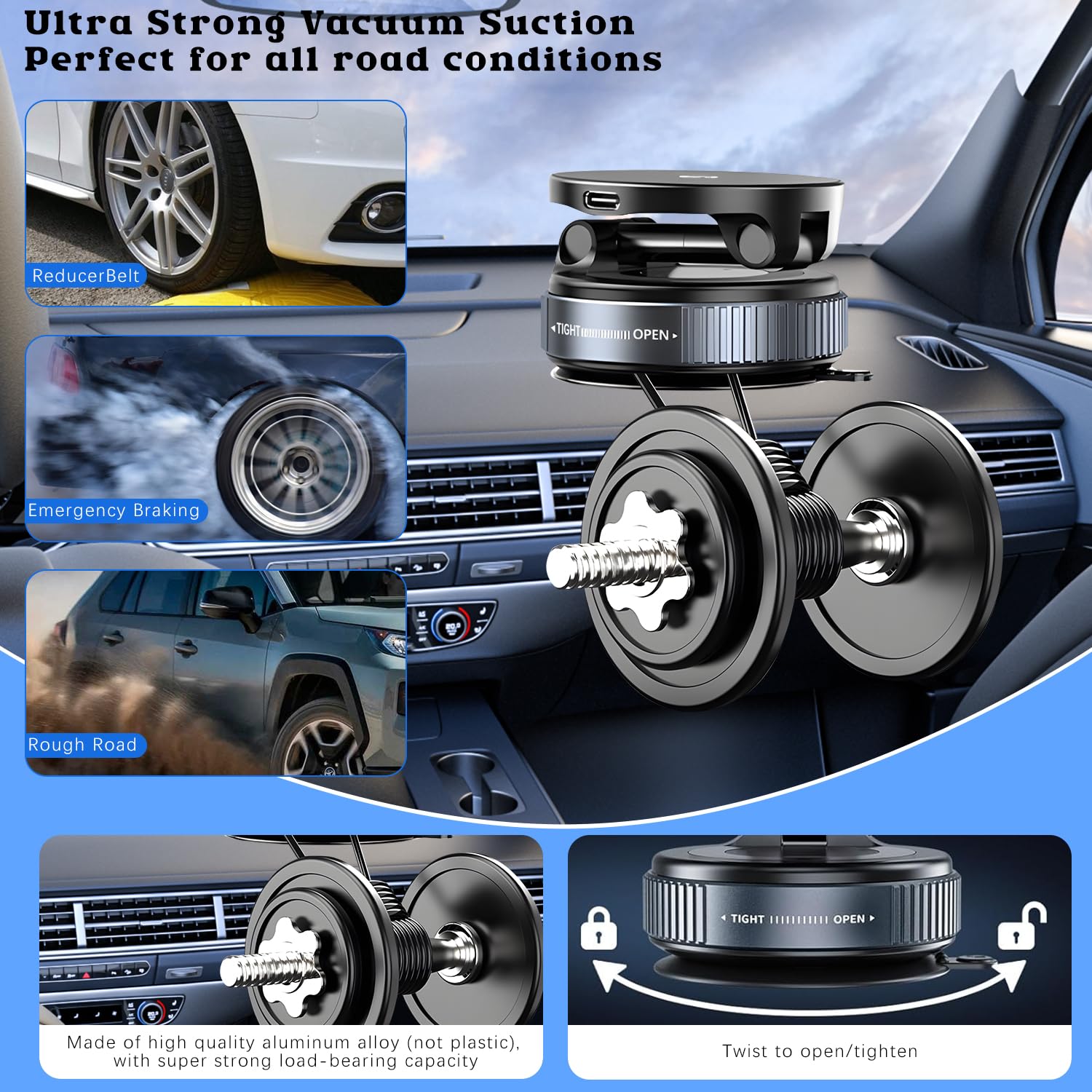 Yousheme Upgraded 360 Magnetic Phone Holder, Magnetic Car Phone Mount, Hands-Free Suction Cup Phone Holder For Car/Gym/Mirror/Sh