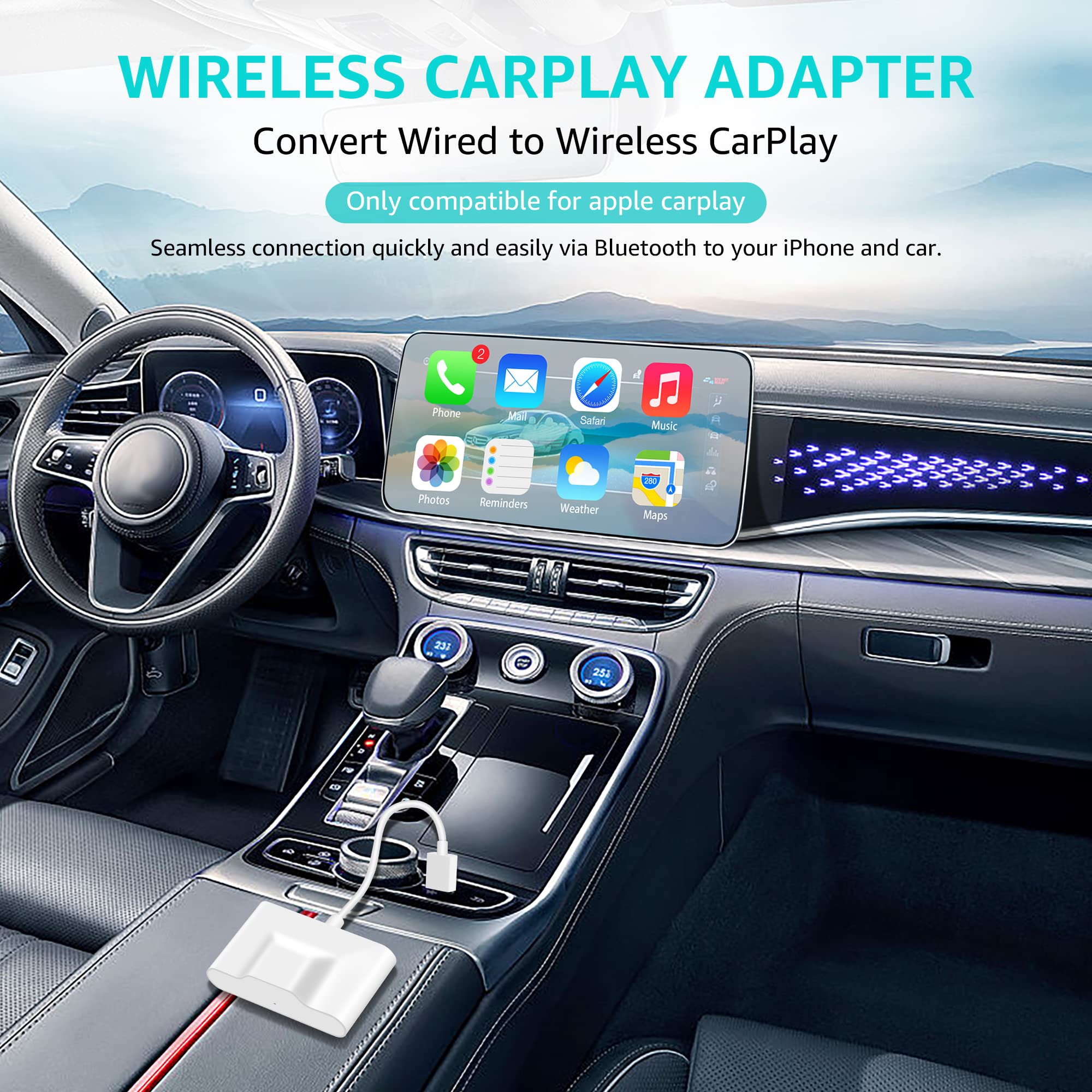 [2023 Newest] Wireless Carplay Adapter/Dongle For Factory Wired Carplay Cars, Plug & Play Auto Connect No Delay Online Update Fo