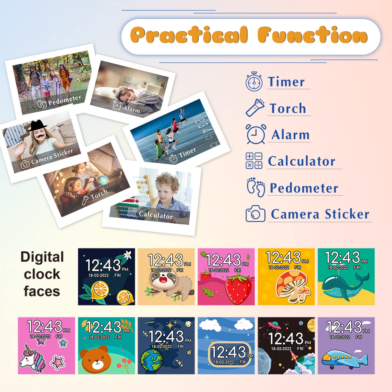 Smart Watch For Kids 4 12 Years Old With 15 Games Camera Alarm Video Music Player Pedometer Flashlight Birthday Gift For Boys Gi