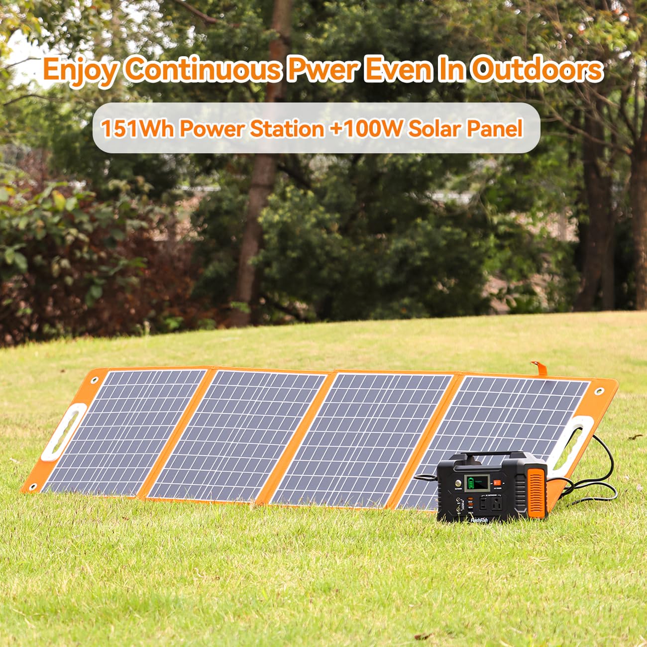 Solar Generator With Solar Panel Included, Flashfish 200W Power Station+100W Foldable Solar Panel, Backup Power Battery Pack And