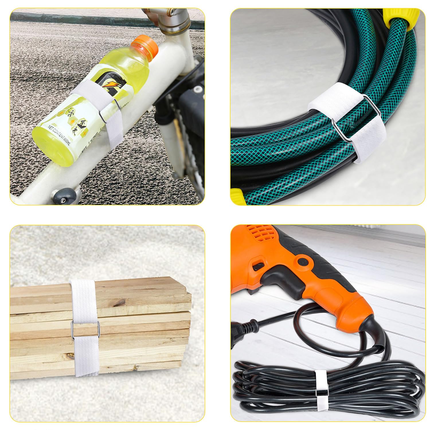 Ymcrlux 1''X32Ft Hook And Loop Straps With 50 Metal Buckles, Adjustable Fastening Cable Straps, Cut To Length Cinch Strap, Reusa