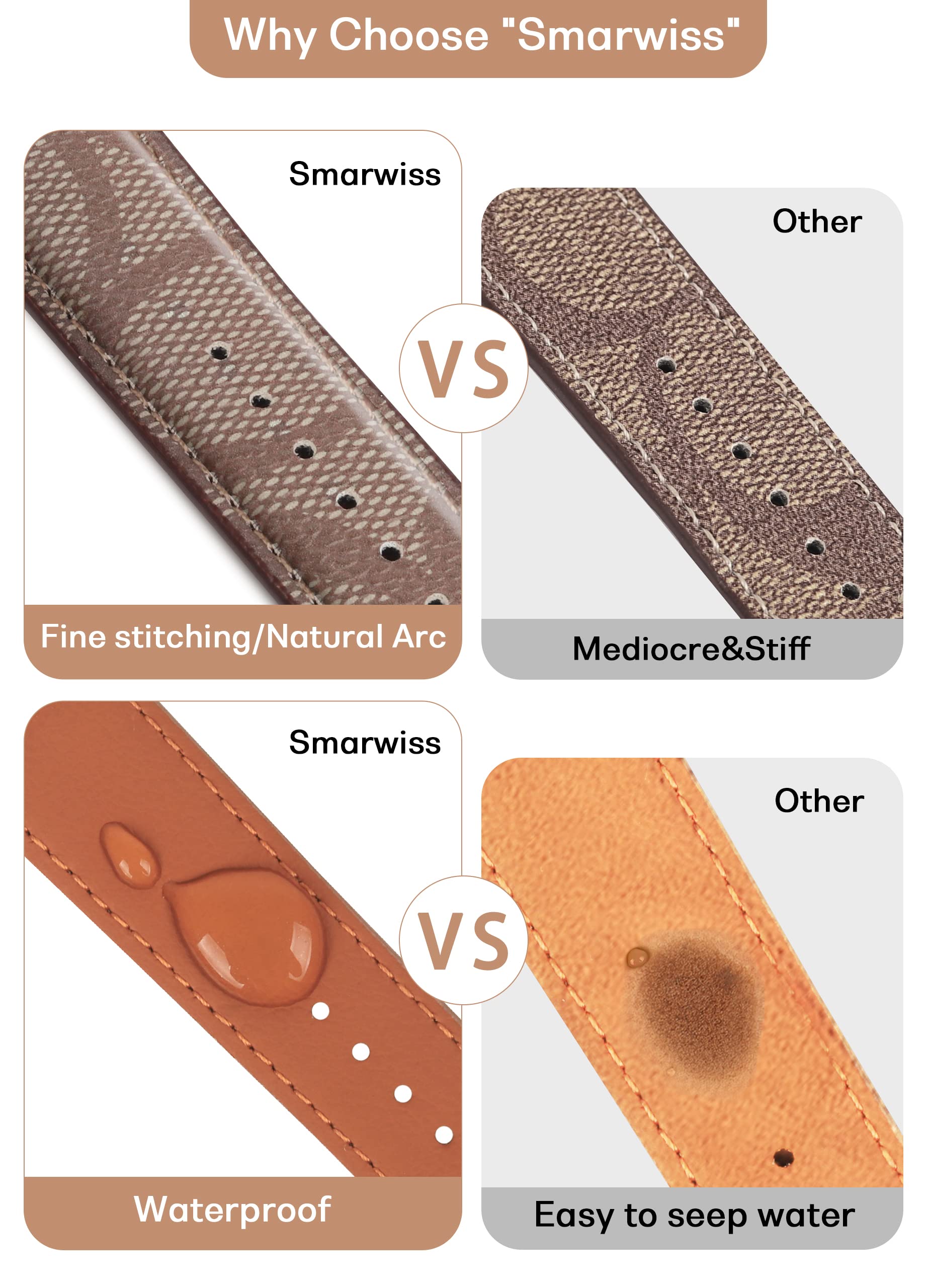 Smarwiss Designer Luxury Band Compatible With Apple Watch 41Mm 40Mm 38Mm, Khaki C Elements Soft Leather Iwatch Band With Classic