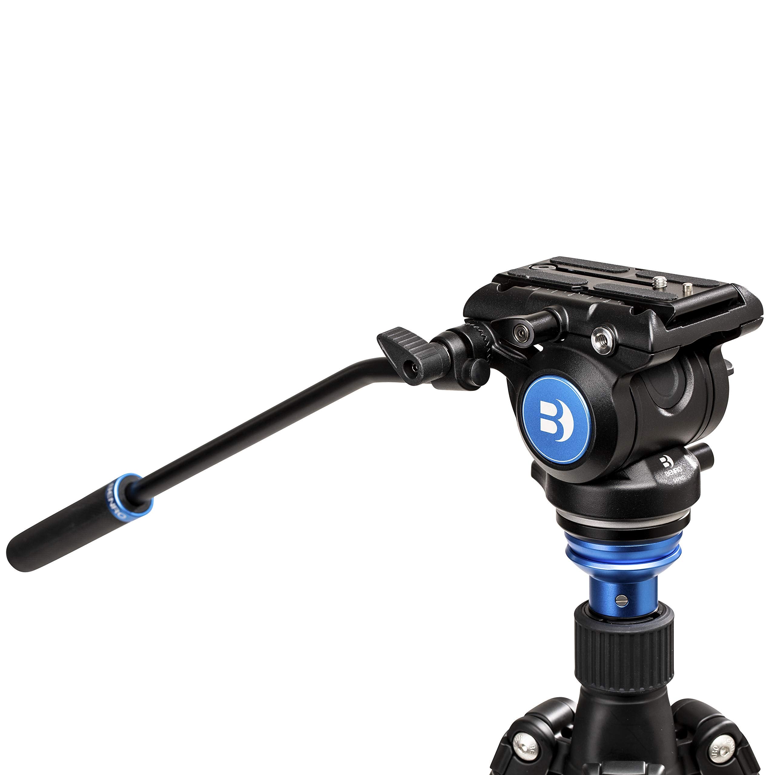 Benro S4 Pro Flat Base Fluid Video Head, 8.8 Lb Max, 2 Step Counterbalance (1&2), 1/4-20 Accessory Mounts, 3/8-16 Head Mount, W/