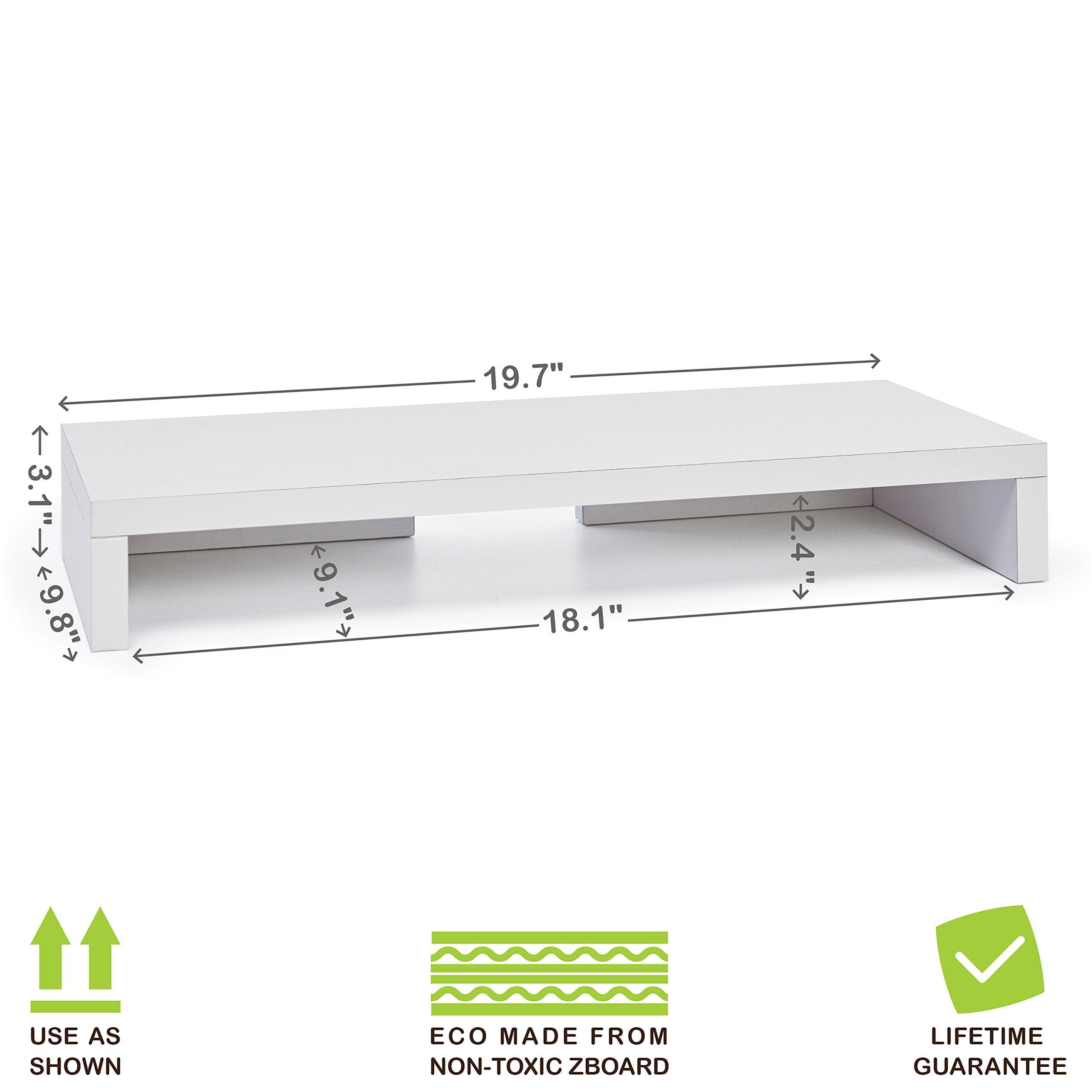 Way Basics Tv Pc Desktop Modern Computer Monitor Stand Screen Riser (Tool Free Assembly And Uniquely Crafted From Sustainable No