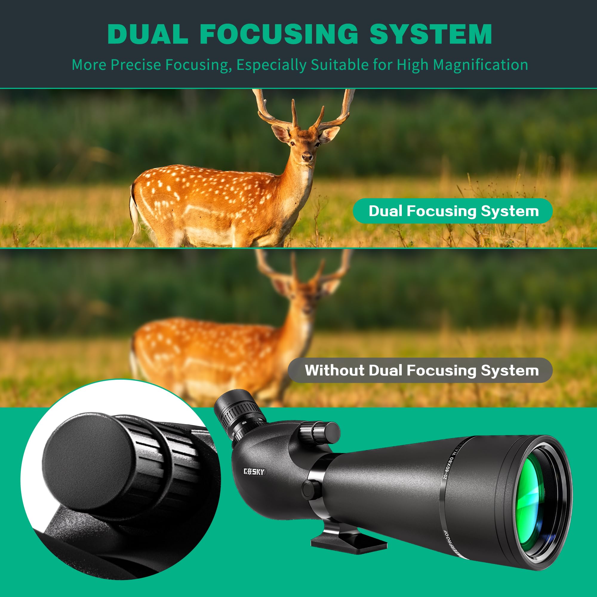 Gosky Hd Spotting Scope 20-60X80Mm With Tripod And Smartphone Adapter, Bak 4 Prism Spotter Scopes For Bird Watching Target Shoot