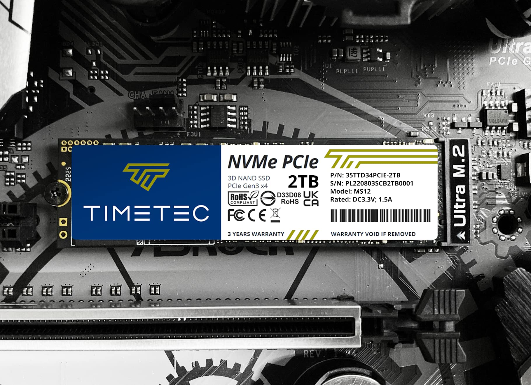 Timetec 2Tb Ssd Nvme Pcie Gen3X4 8Gb/S M.2 2280 3D Nand High Performance Slc Cache Read/Write Speed Up To 3,400/3,000 Mb/S Internal Solid State Drive For Pc Laptop And Desktop